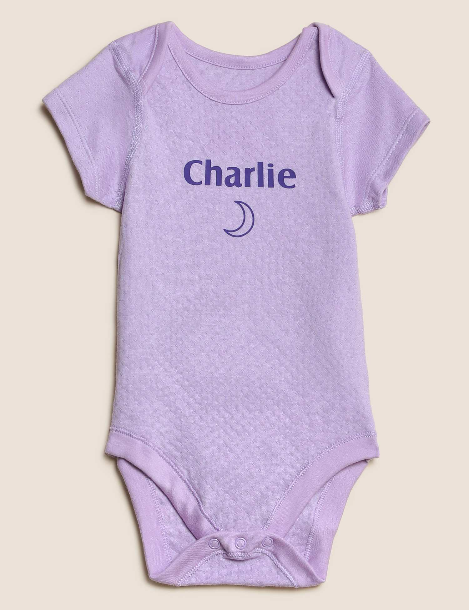 M&S Personalised Kids' Pointelle Bodysuits (6�lbs-3 Yrs) Lilac