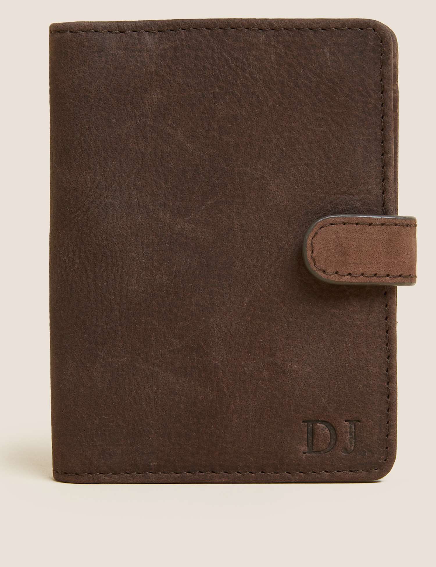 M&S Personalised Leather Cardsafe� Card Holder Brown