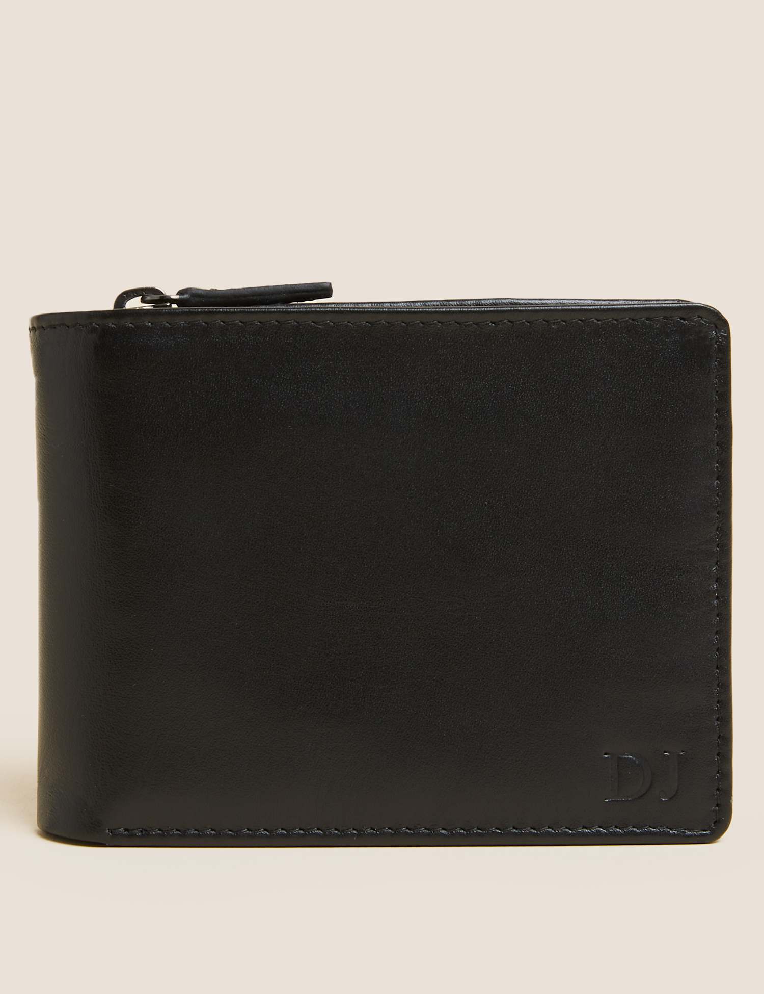 Autograph Personalised Leather Bi-fold Wallet Black