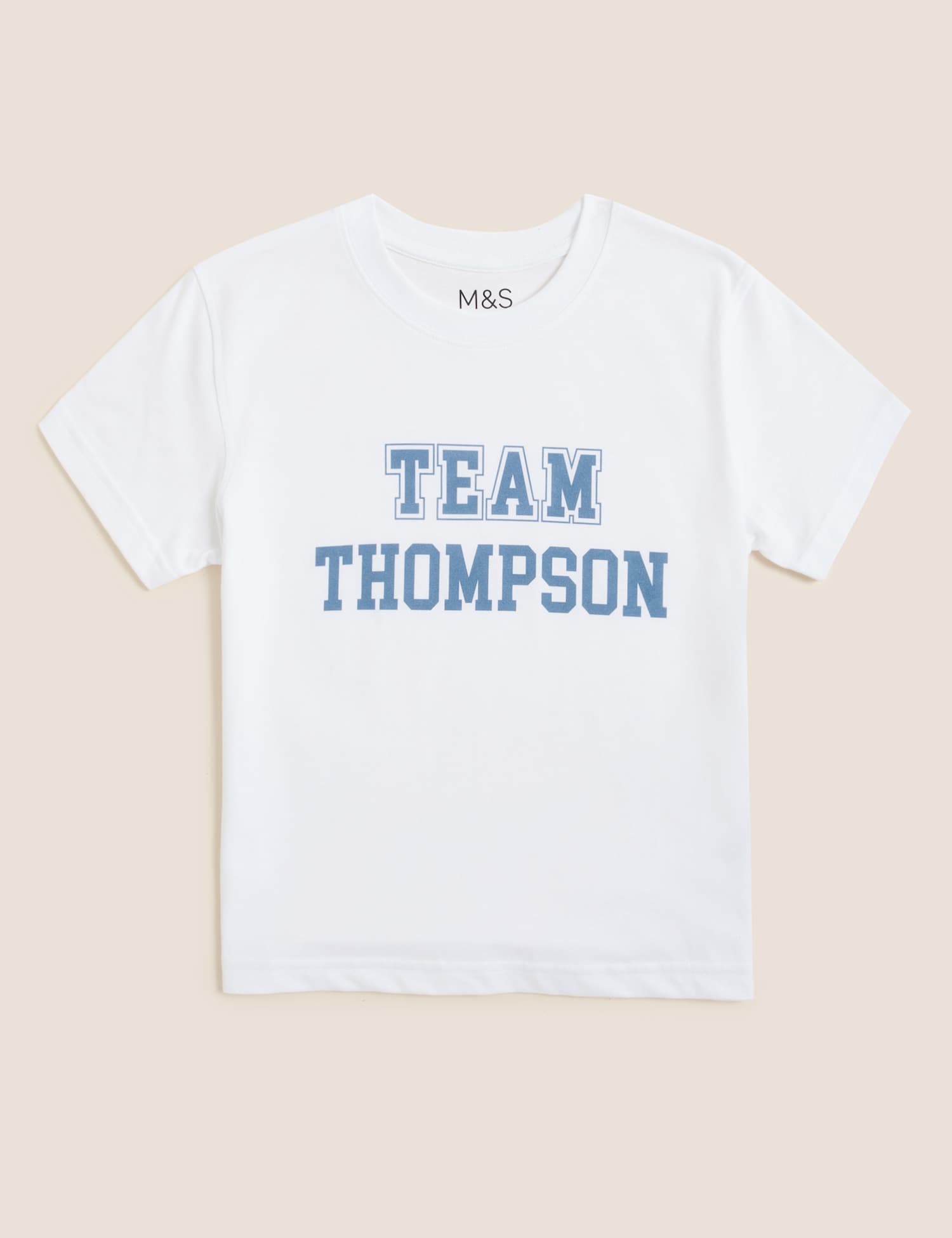 M&S Personalised Pure Cotton Kids Team T-Shirt White