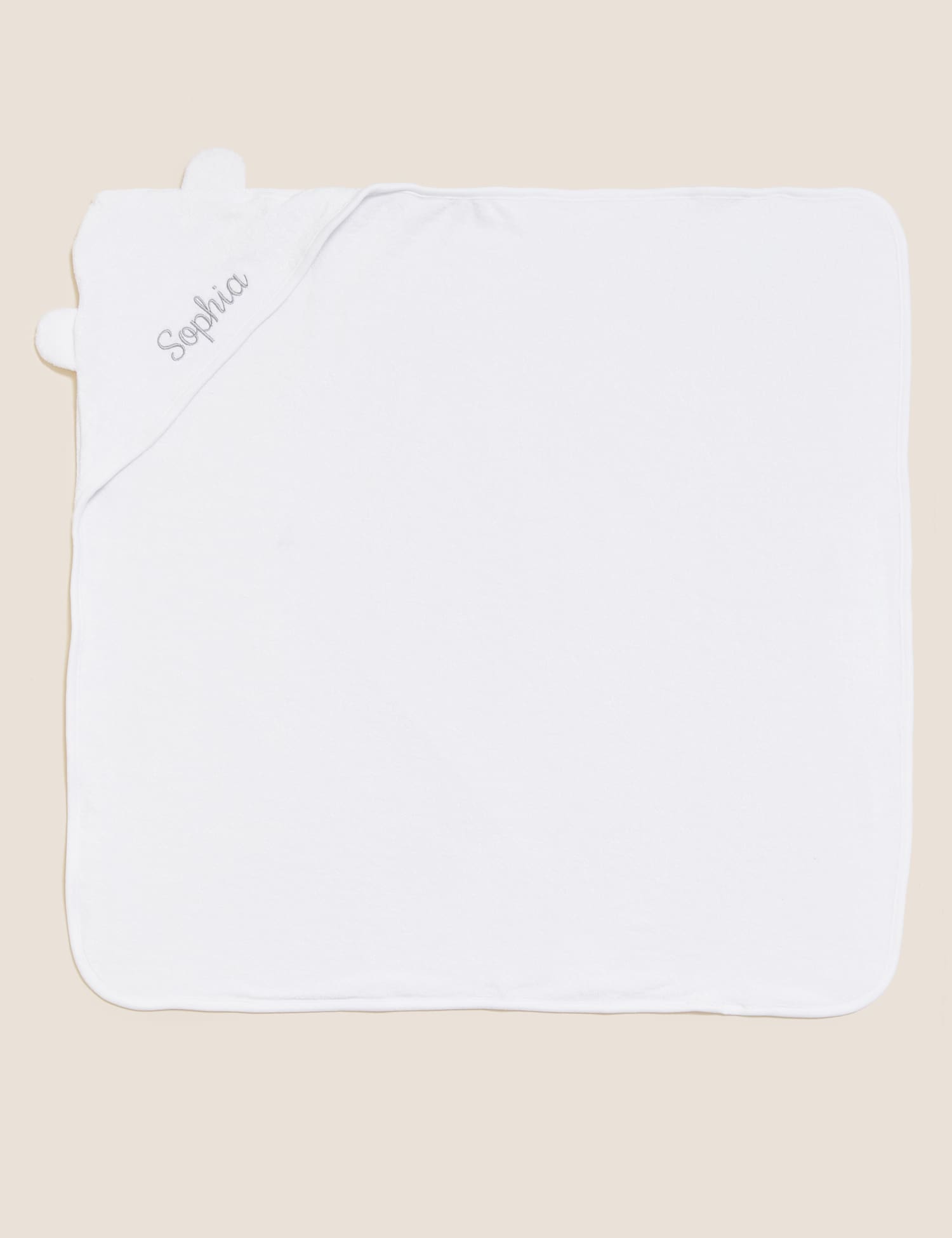 M&S Personalised Baby Cotton Hooded Towel Ivory