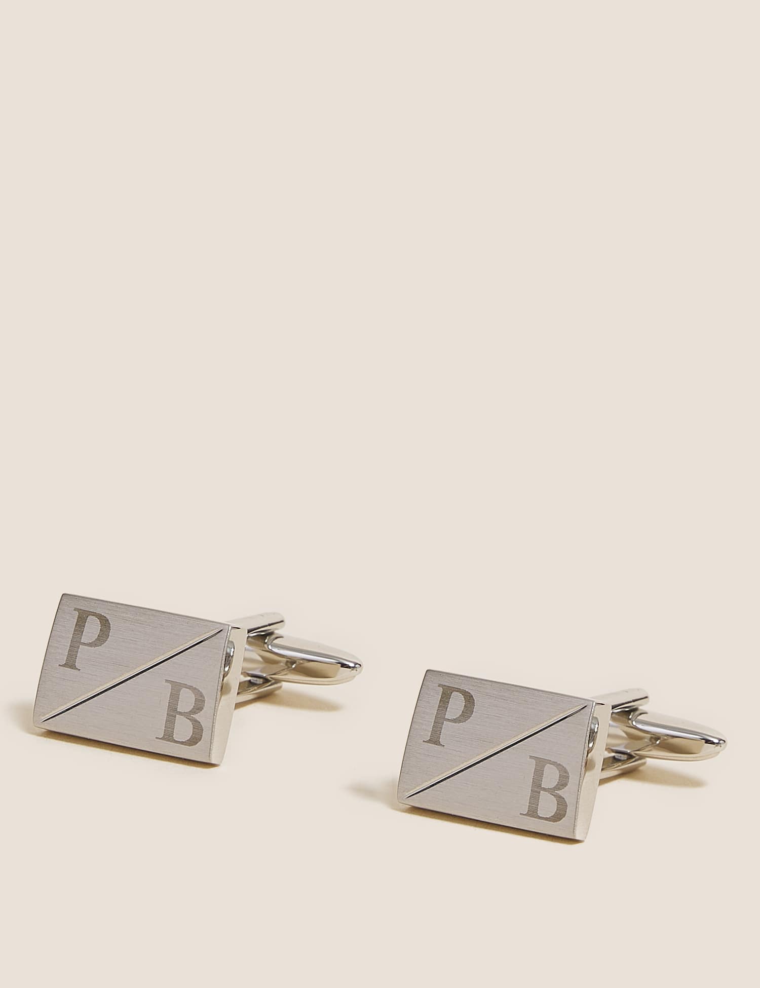 M&S Personalised Initals Cufflinks Gunmetal