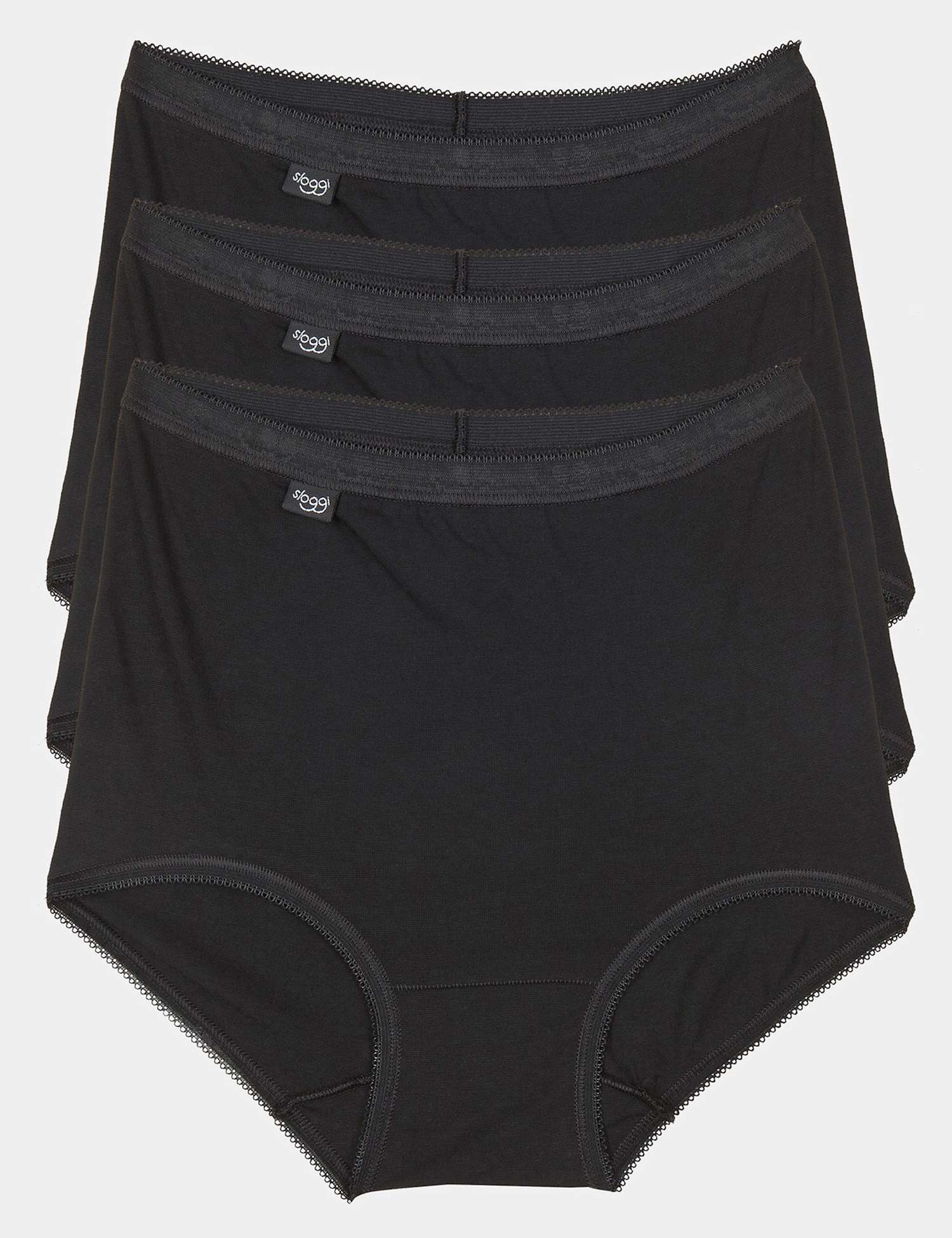 Sloggi 3pk High Waisted Full Briefs Black