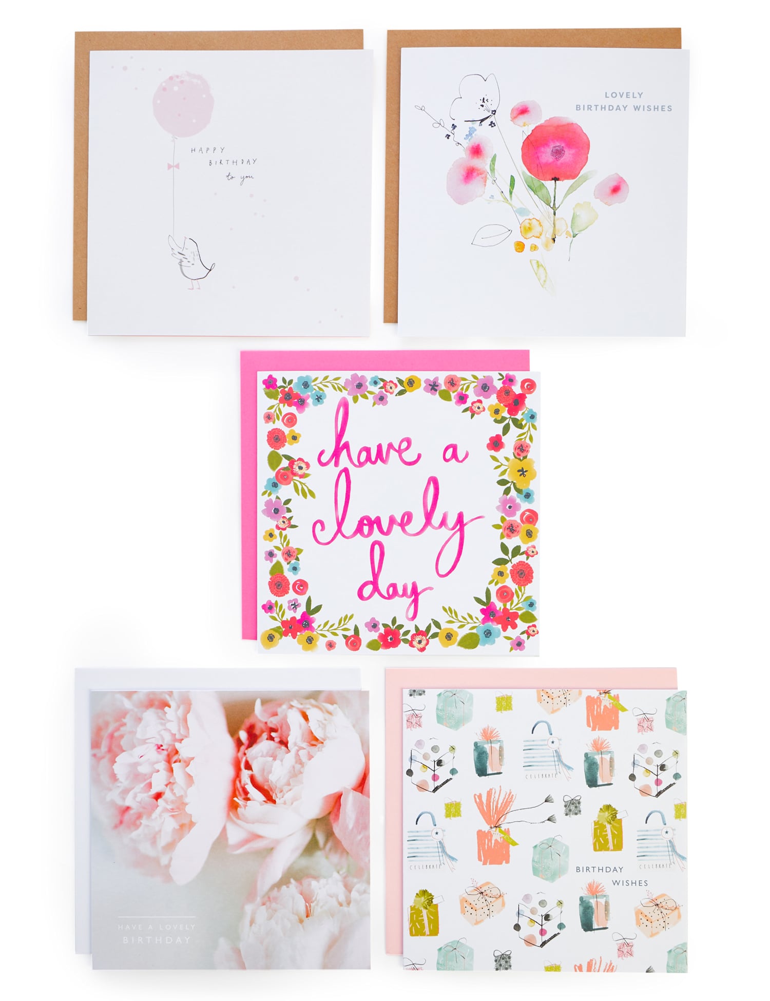 M&S Pack of 5 Birthday Cards No Colour