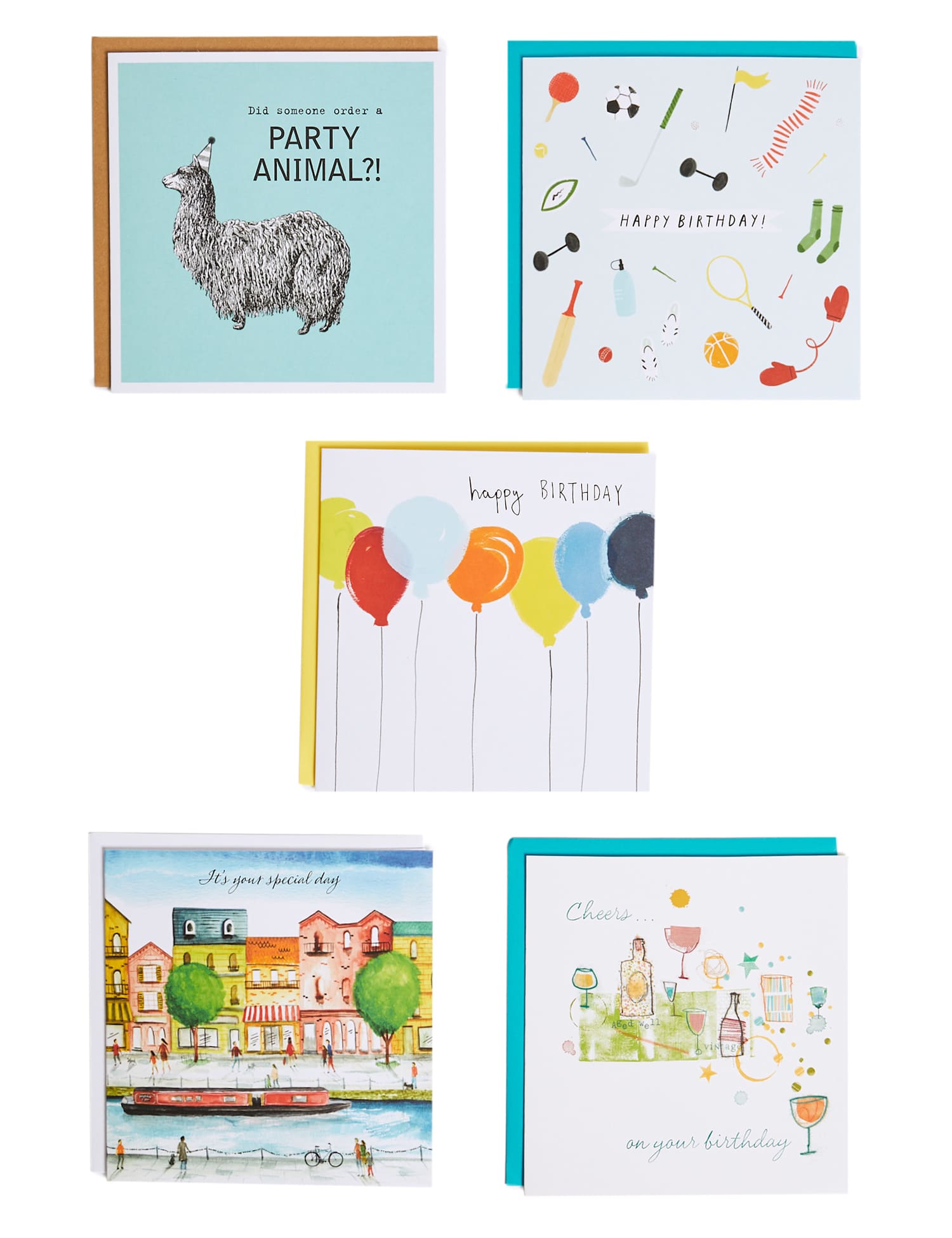 M&S Pack of 5 Birthday Cards No Colour