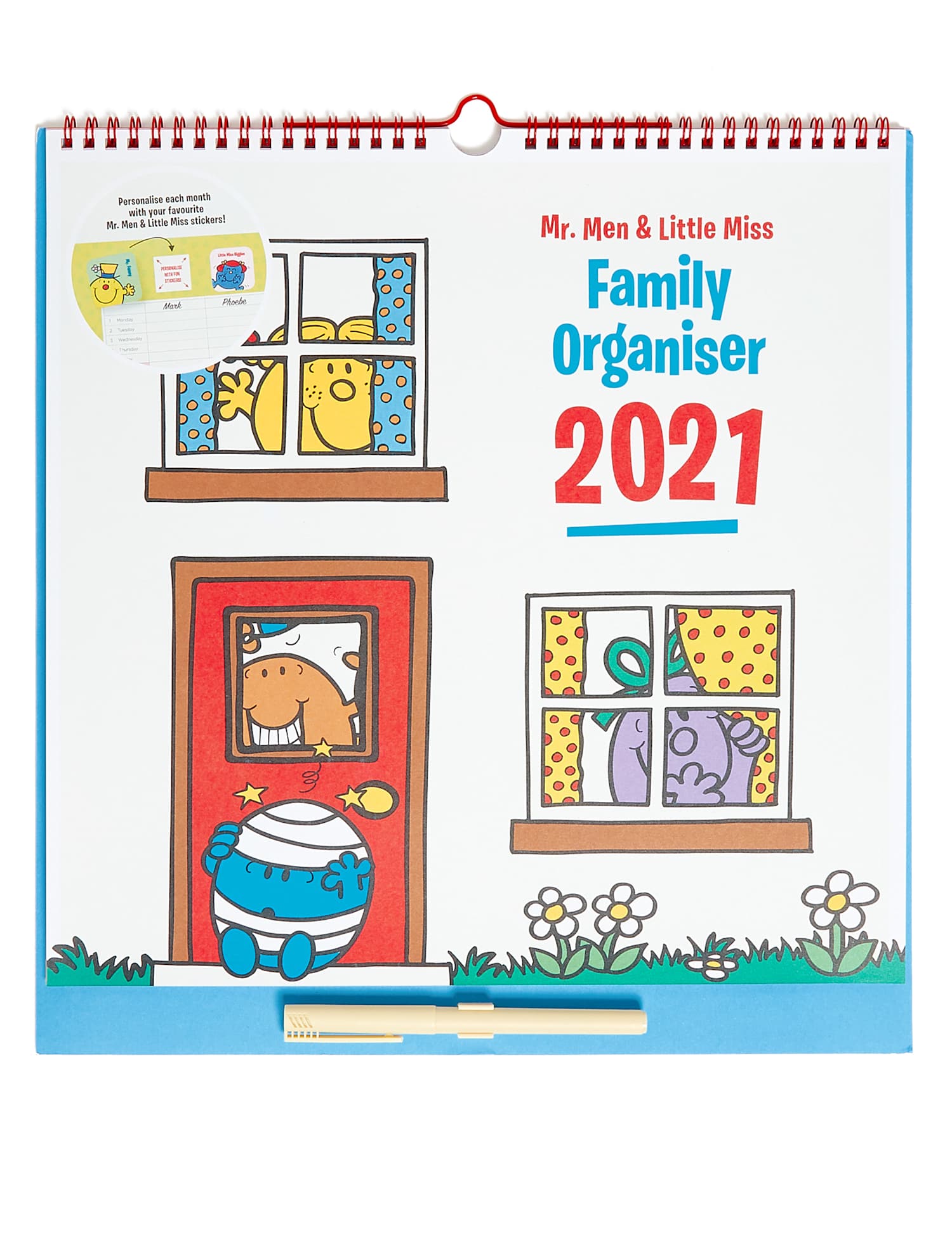 M&S Mr. Men & Little Miss 2025 Family Organiser with Pen and Stickers No Colour