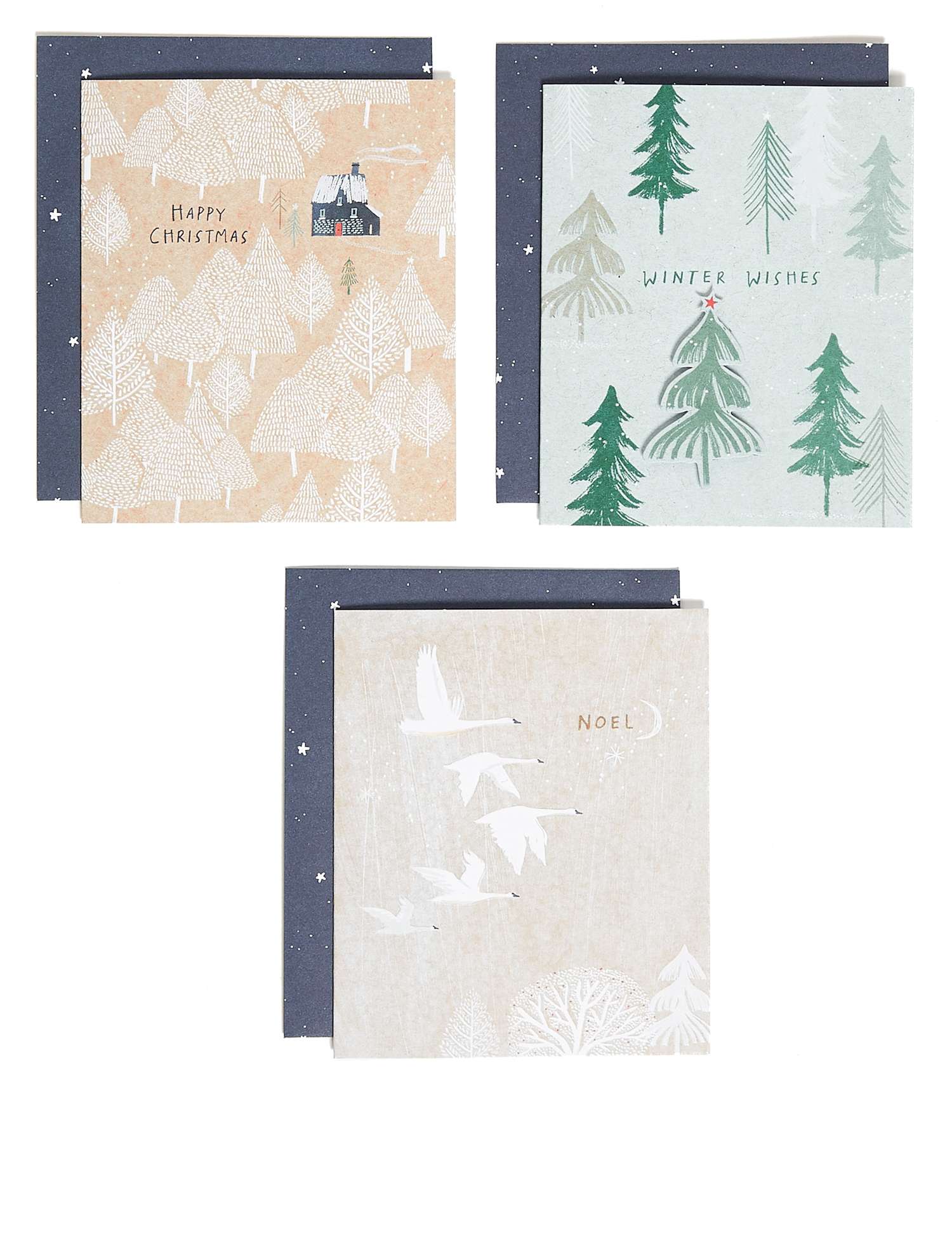 M&S Winter Wonderland Charity Christmas Cards - Pack of 15 - 3 Designs No Colour