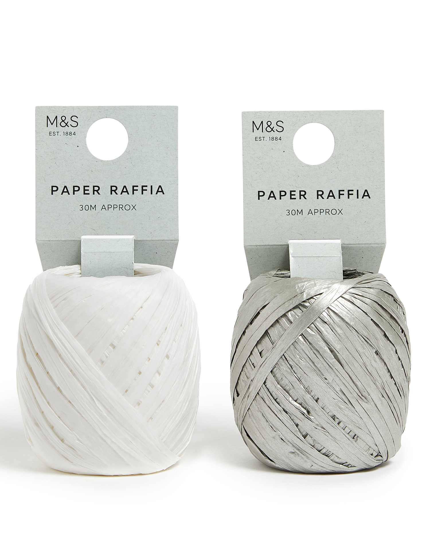 M&S Silver & White Christmas Raffia Twin Pack No Colour