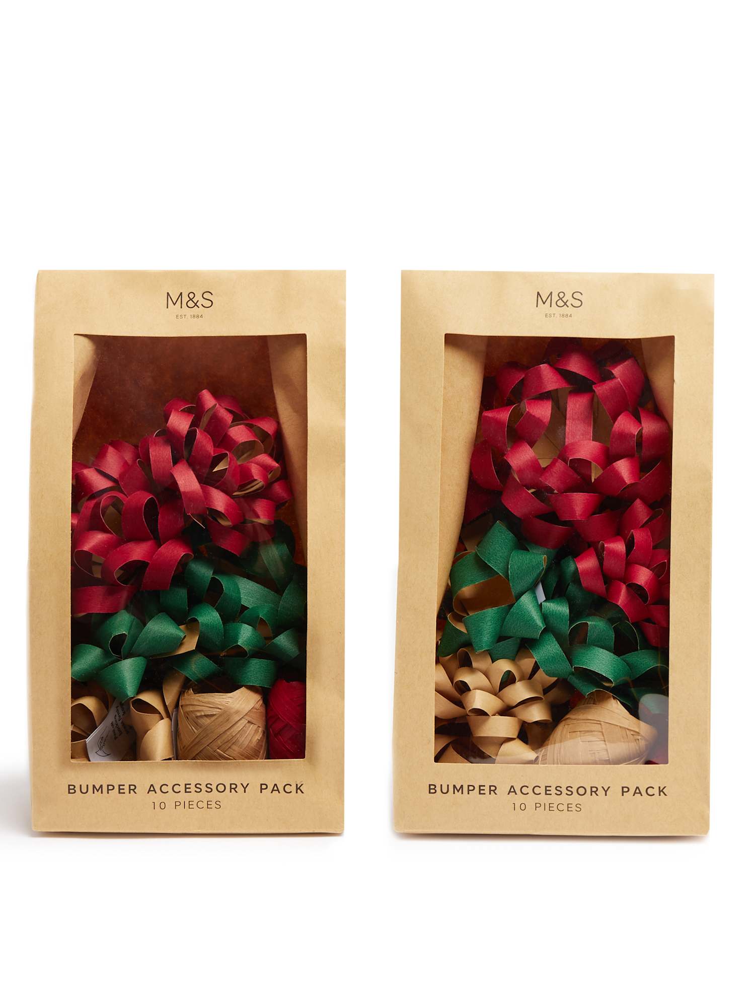 M&S Green & Red Christmas Wrapping Accessory Twin Pack - 20 Pieces No Colour