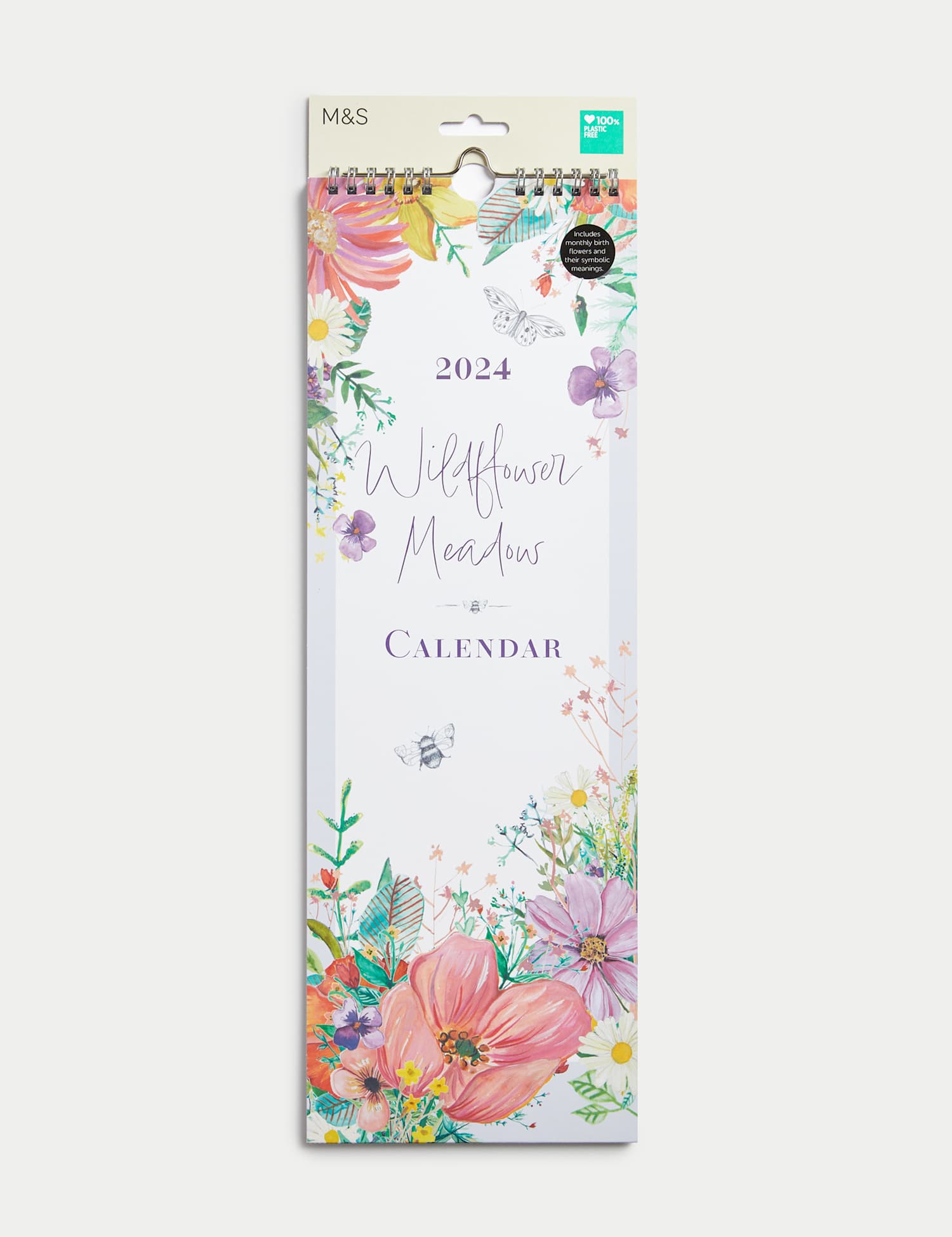 M&S 2025 Slimline Calendar - Wildflower Meadows Design No Colour