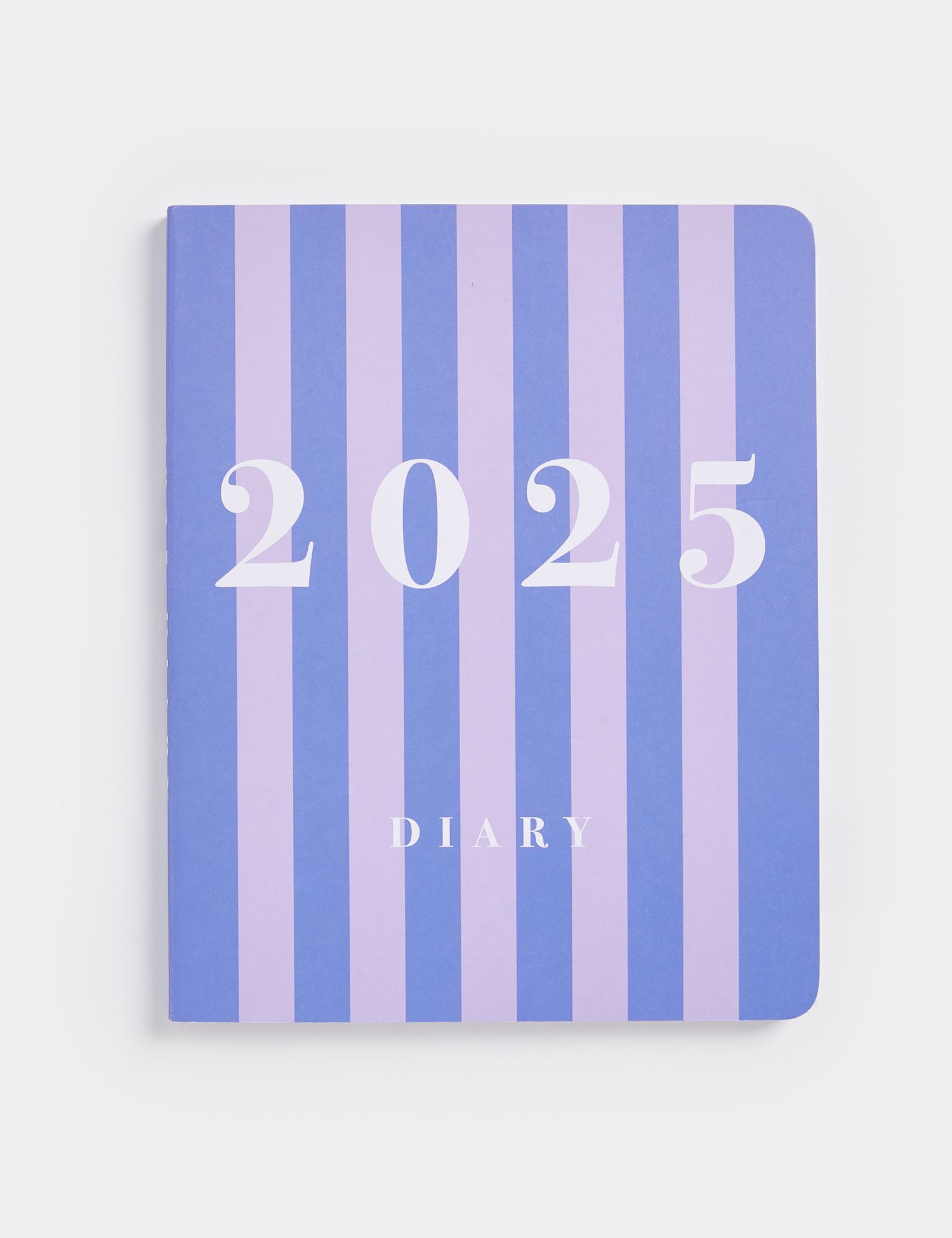 M&S 2025 Large B5 Week to View Diary - Blue & Lilac Stripe Design No Colour