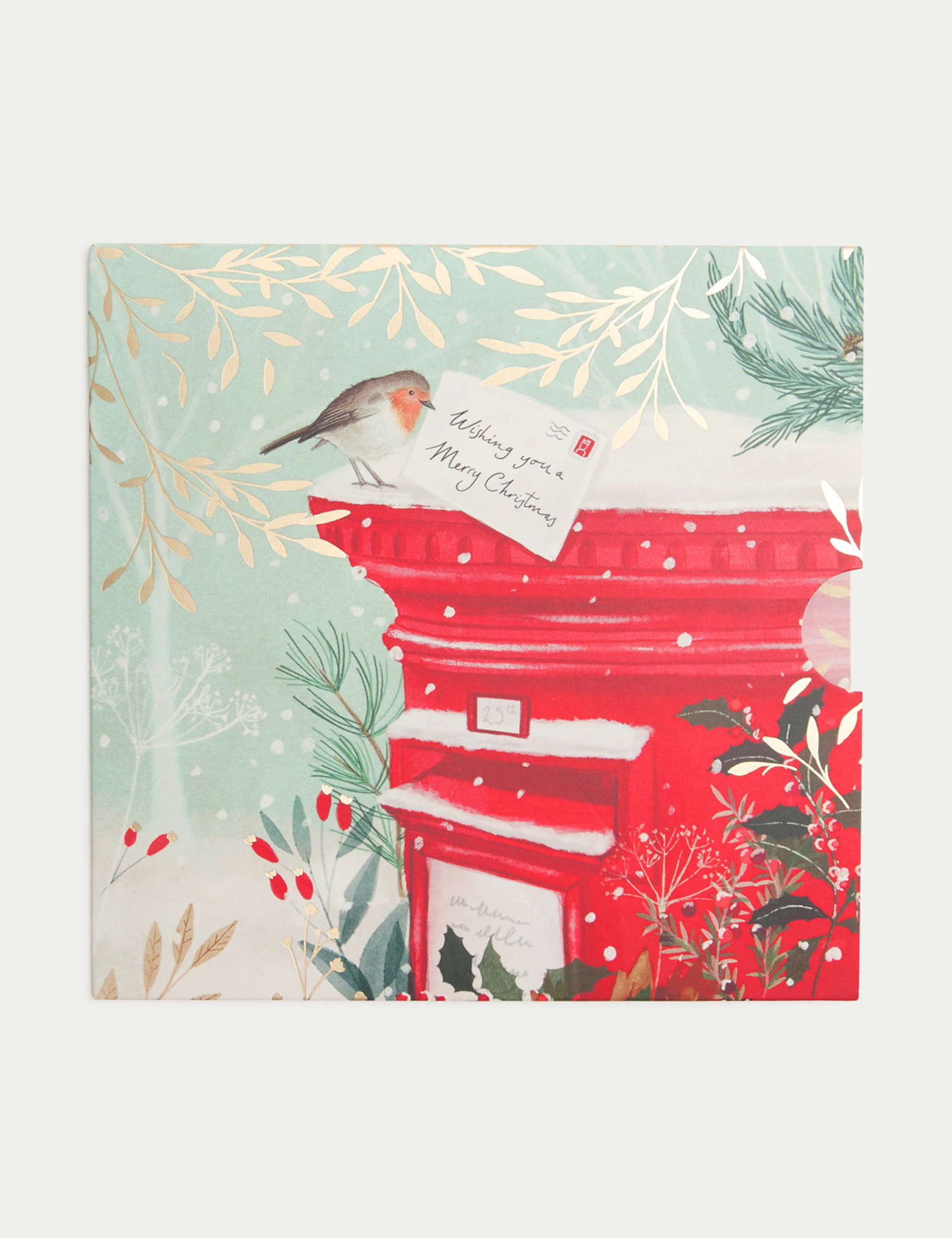 M&S Christmas Robin Post Box Gift Card No Colour