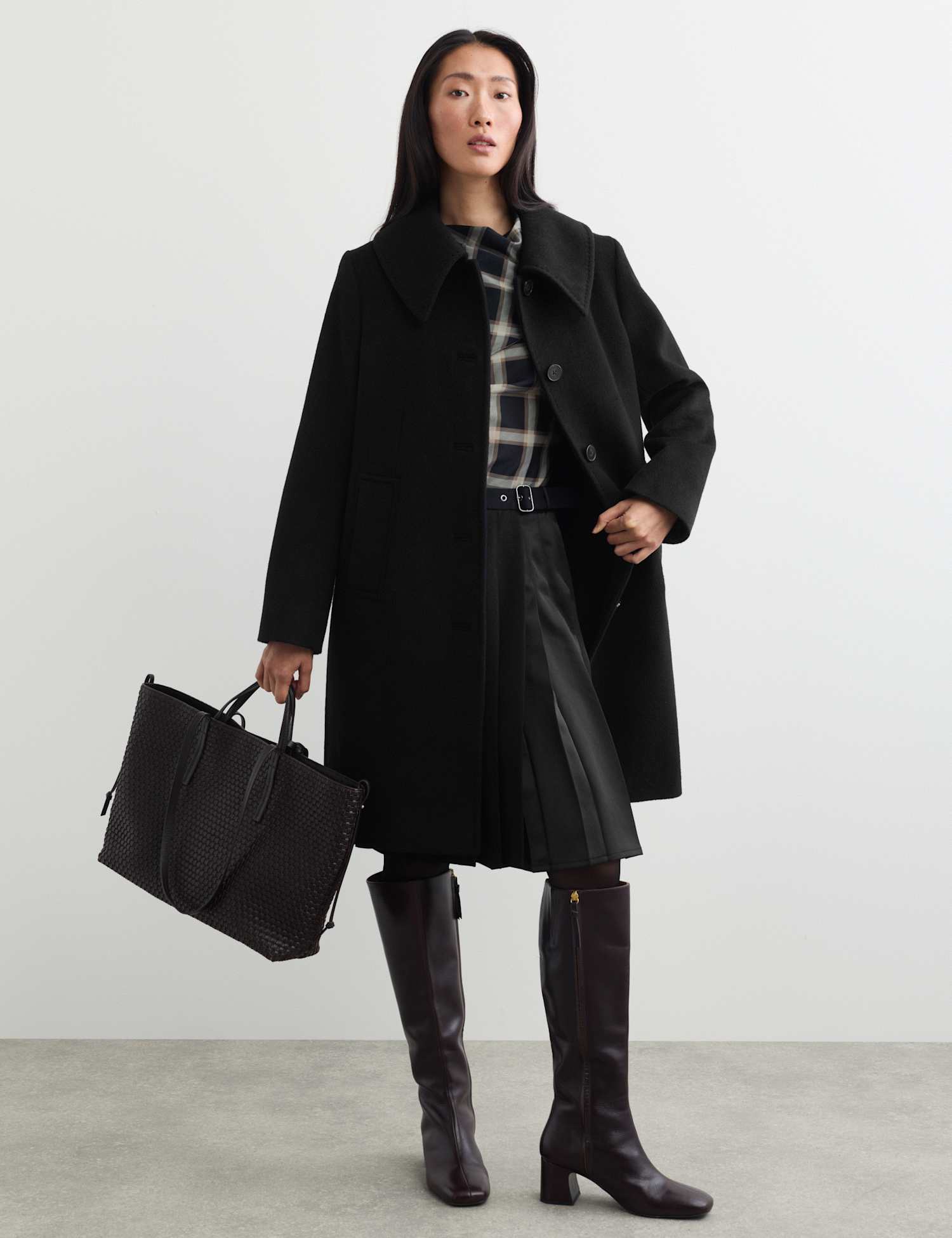 JAEGER Pure Wool Collared Short Coat Black