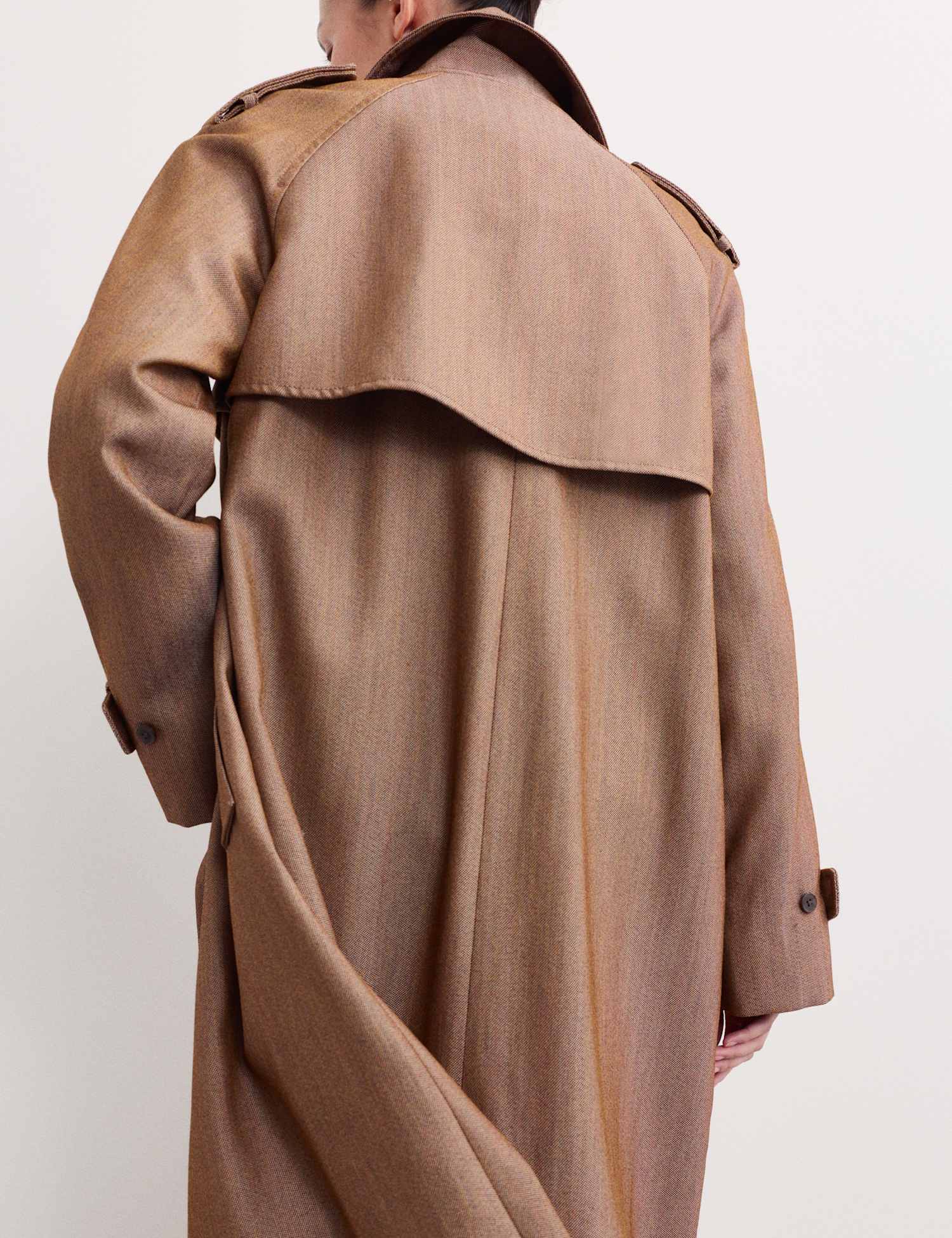 JAEGER Wool Rich Twill Collared Longline Overcoat Light Honey