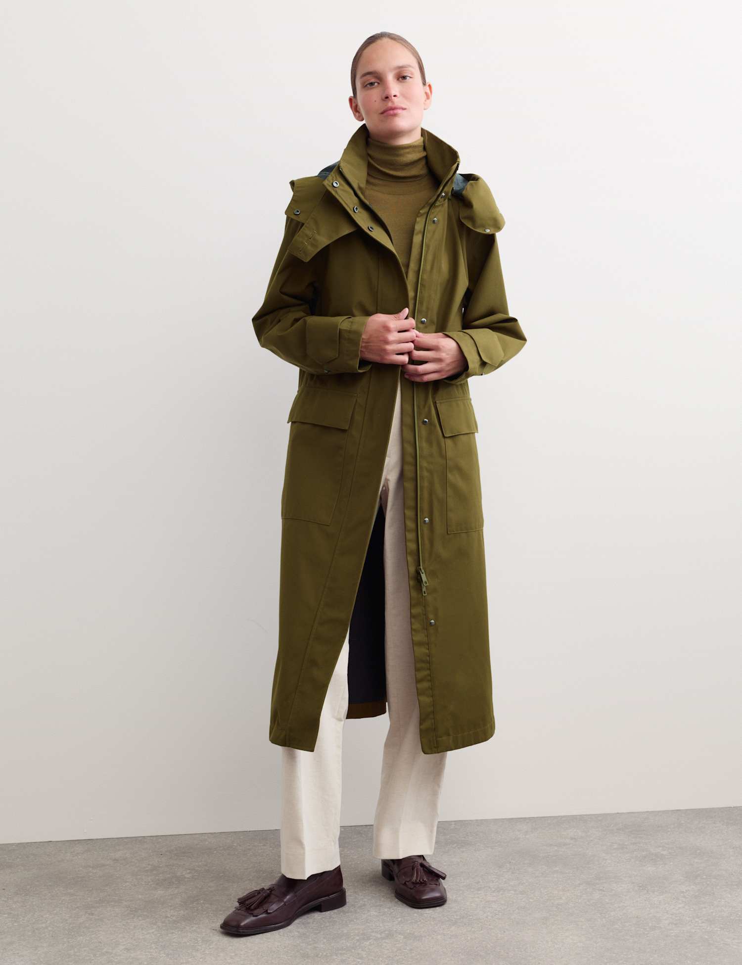 JAEGER Relaxed Waterproof Rain Jacket Khaki