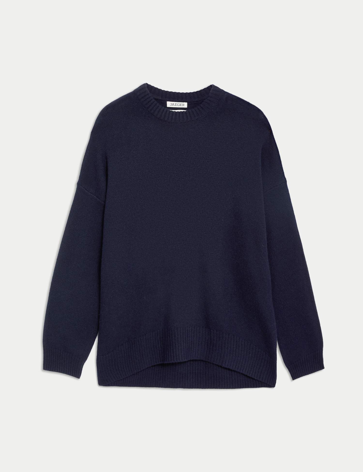 JAEGER Pure Cashmere Crew Neck Relaxed Jumper Navy