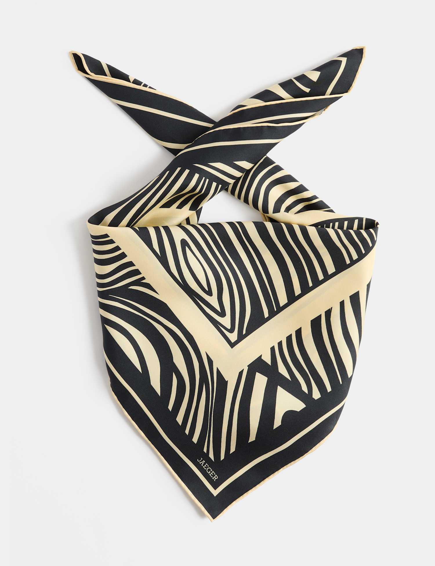 JAEGER Pure Silk Printed Square Scarf Black Mix