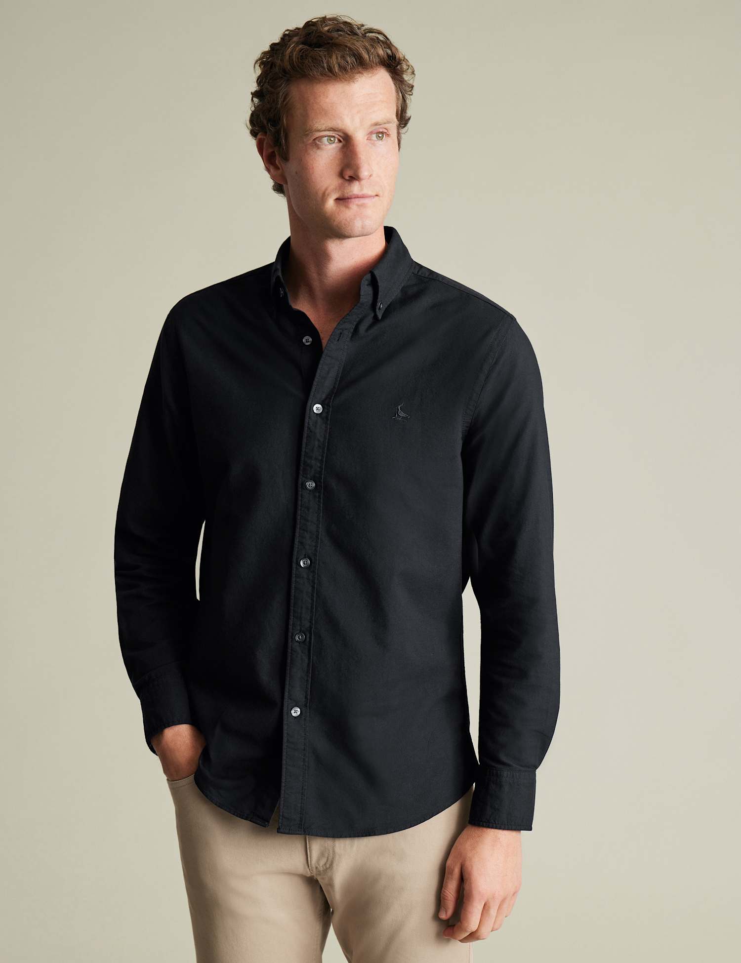 Charles Tyrwhitt Slim Fit Pure Cotton Stretch Oxford Shirt Black