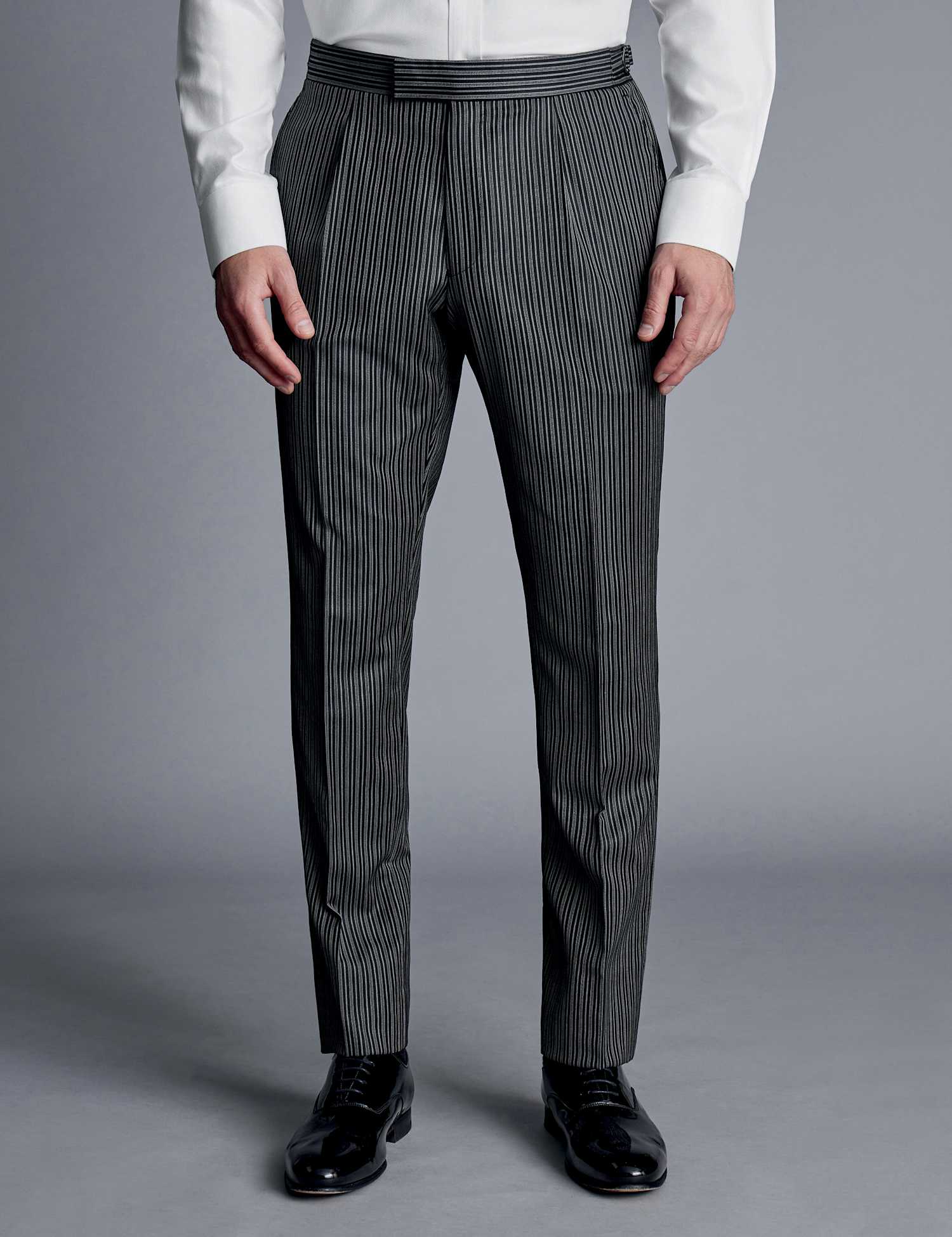 Charles Tyrwhitt Slim Fit Pure Wool Pinstripe Suit Trousers Grey Mix