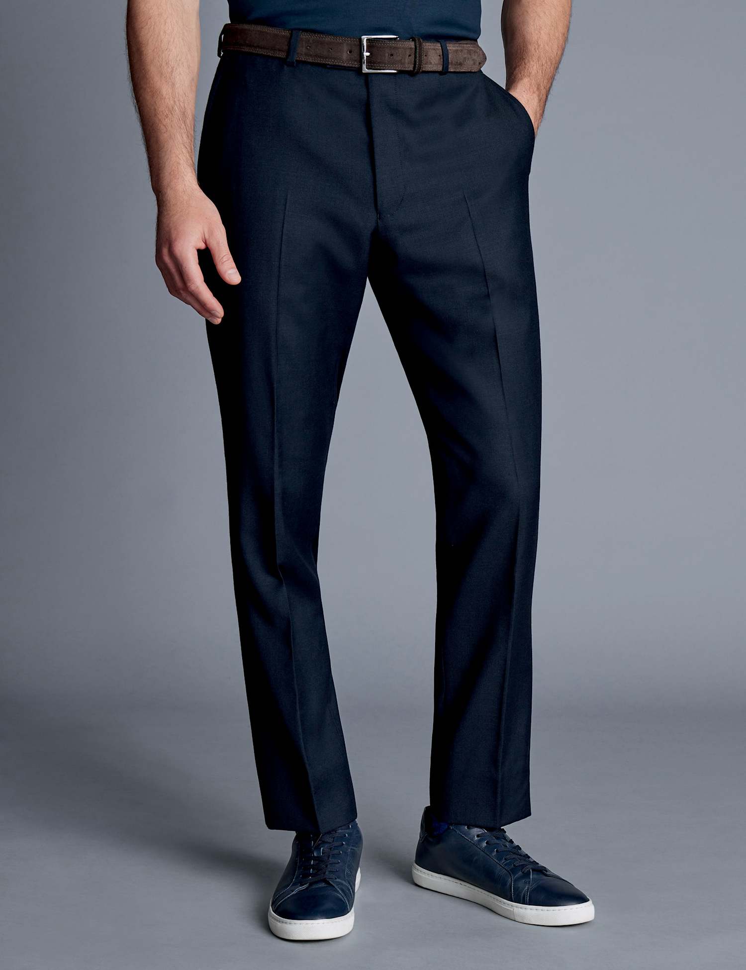 Charles Tyrwhitt Slim Fit Pure Wool Suit Trousers Navy
