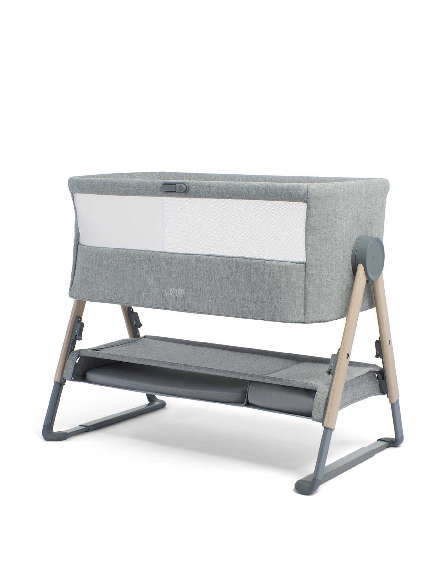Mamas & Papas Lua Bedside Crib Grey