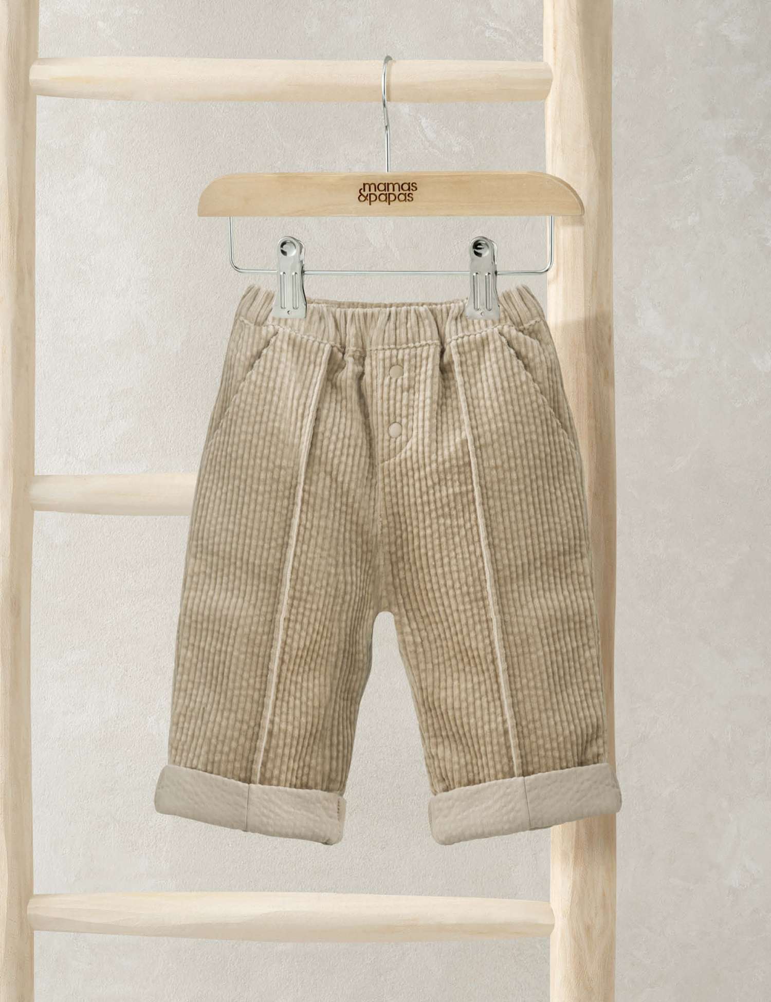 Mamas & Papas Cord Elasticated Waist Trousers (0-3 Yrs) Beige