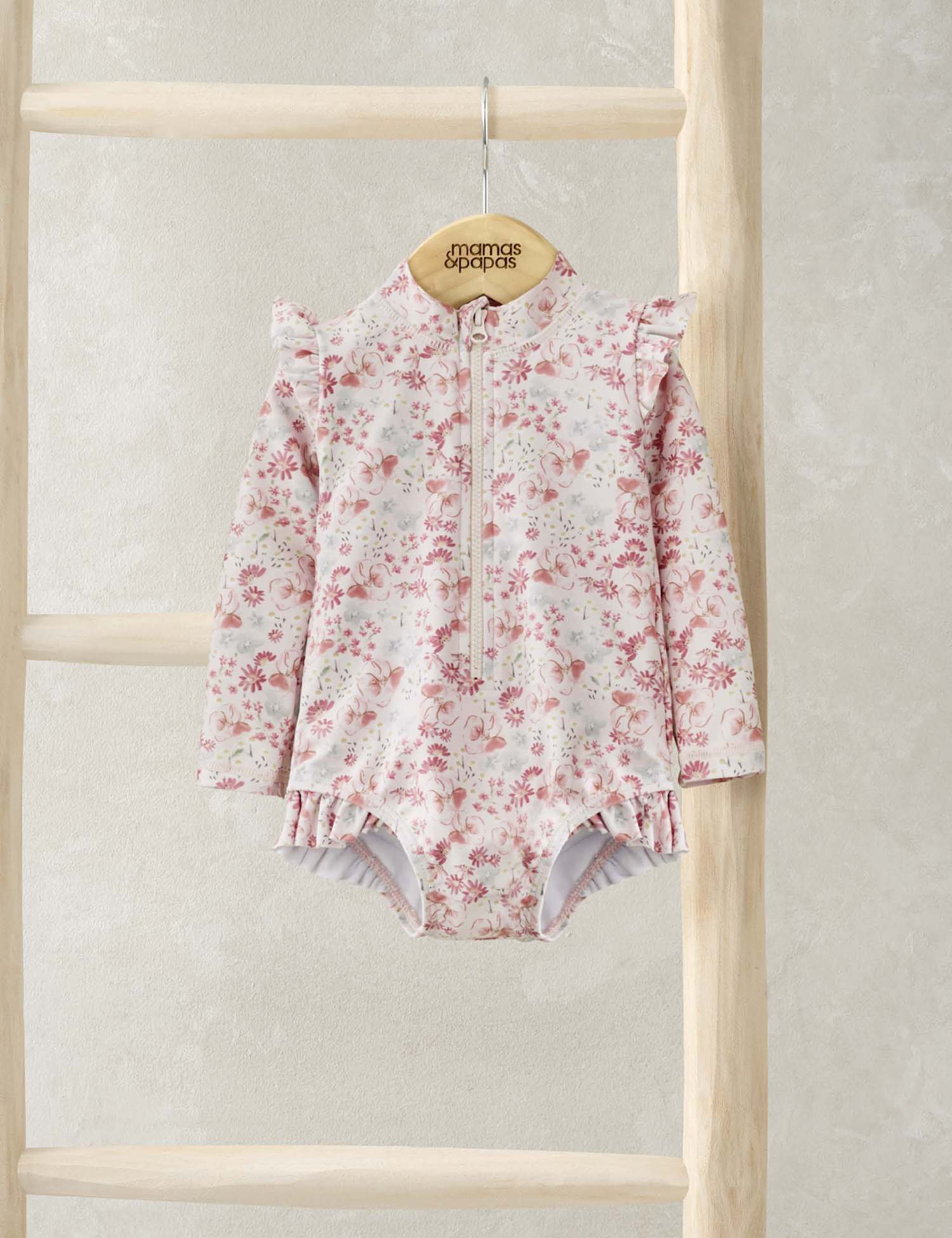 Mamas & Papas Floral Long Sleeve Swimsuit (0-3 Yrs) Multi