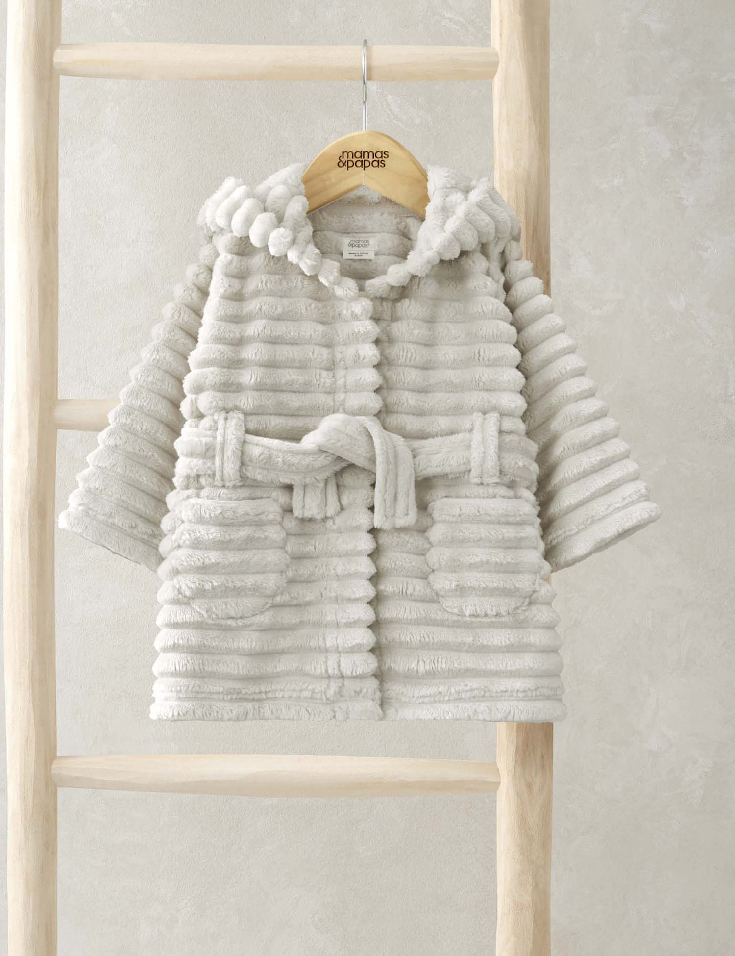 Mamas & Papas Faux Fur Bear Hooded Dressing Gown (3-36 Mths) White Mix