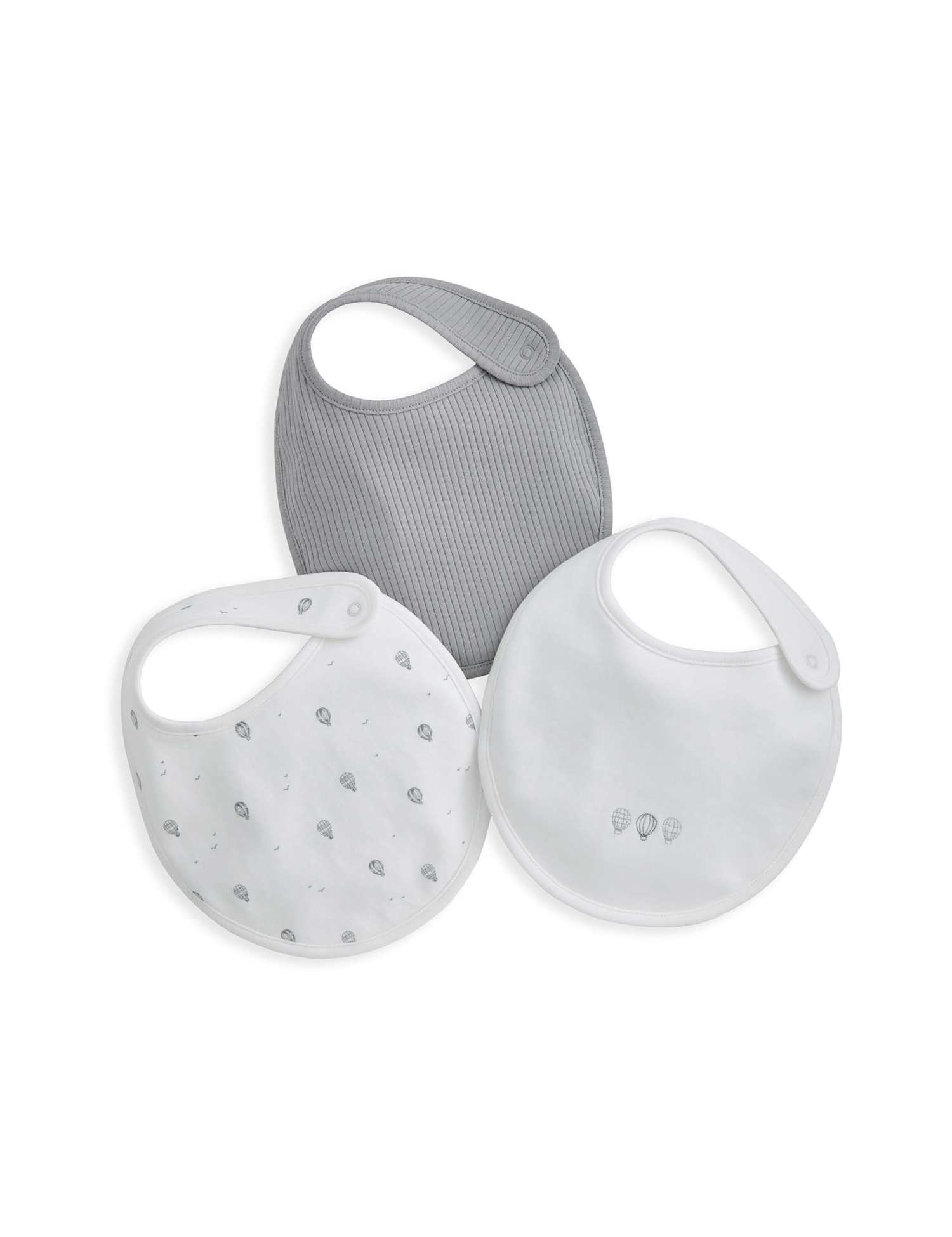 Mamas & Papas 3 Pack Cotton Rich Hot Air Balloon Dribble Bibs Blue Mix