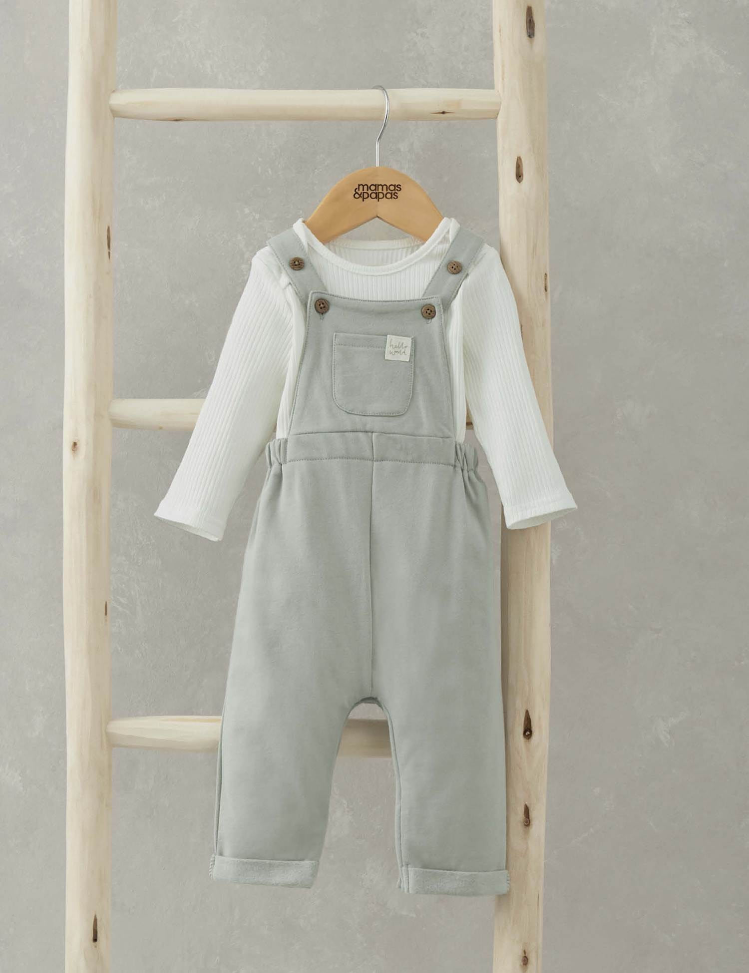 Mamas & Papas 2pc Cotton Rich Top & Bottom Outfit (0-12 Mths) White Mix