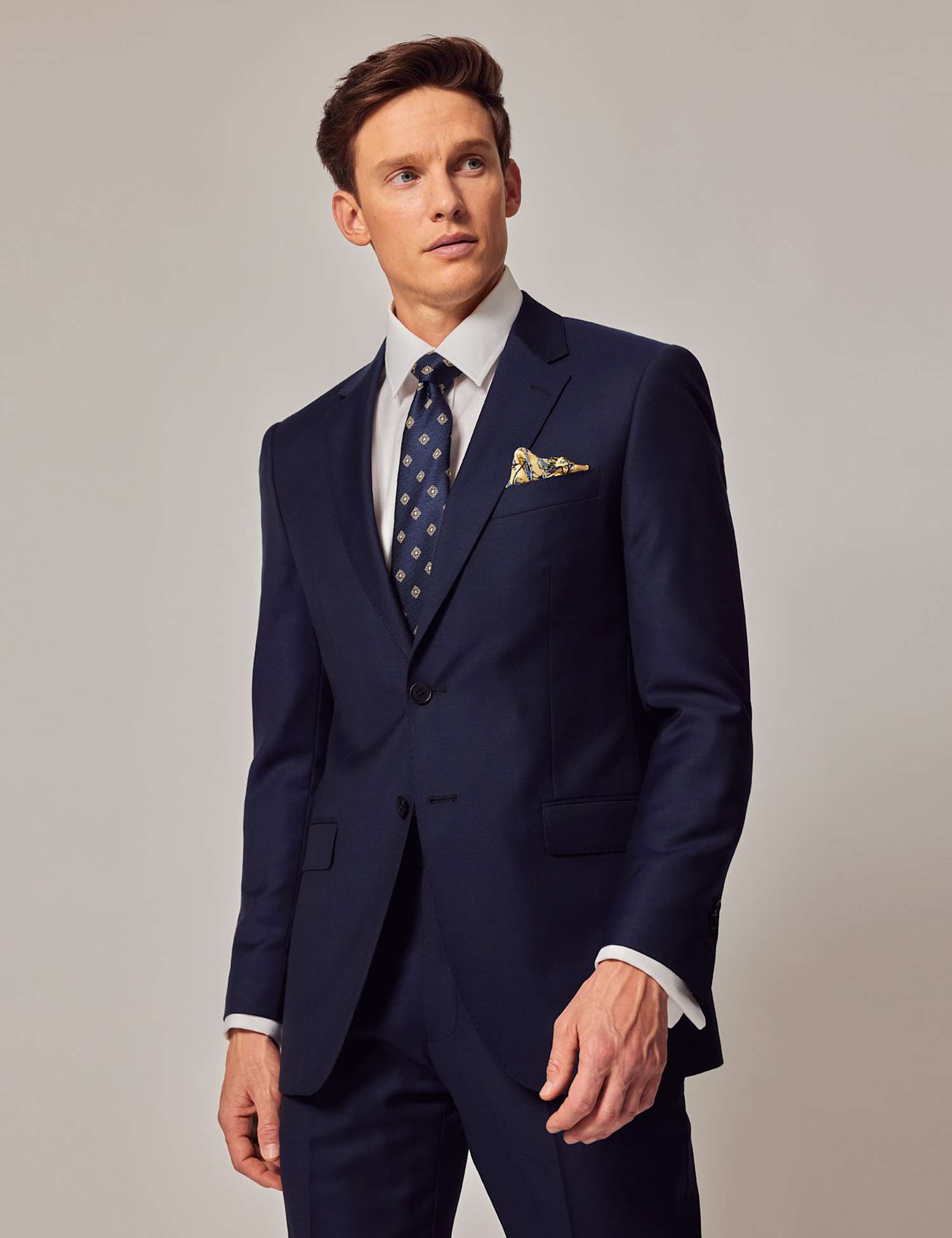 Hawes & Curtis Slim Fit Pure Wool Twill Suit Jacket Dark Blue