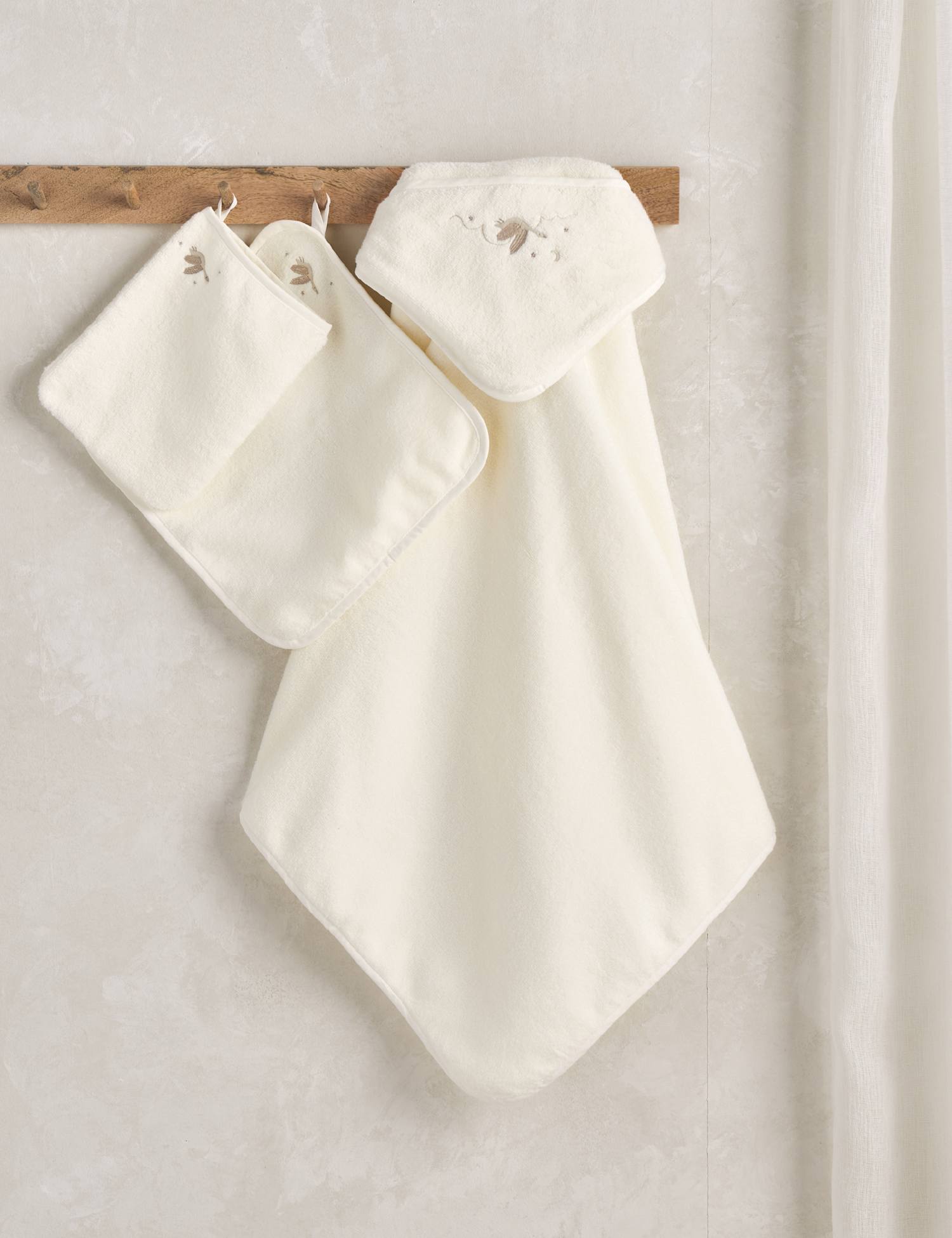 Mamas & Papas 3pc Pure Cotton Towelling Set Cream
