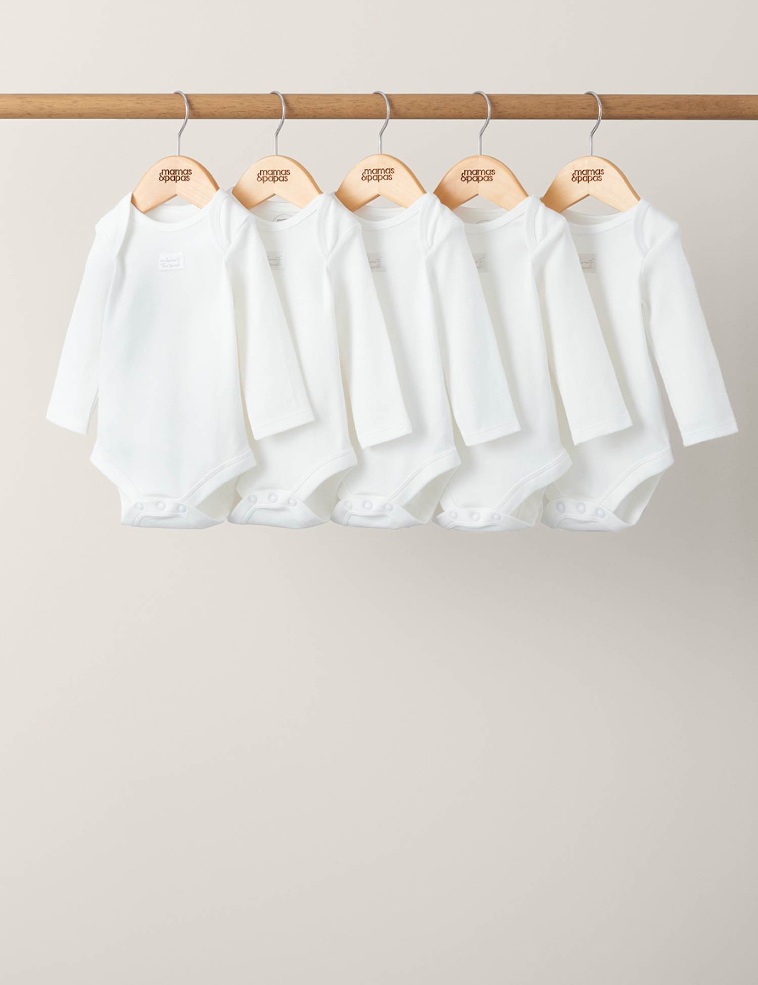 Mamas & Papas 5 Pack Pure Cotton Bodysuits (7lbs-2 Yrs) White