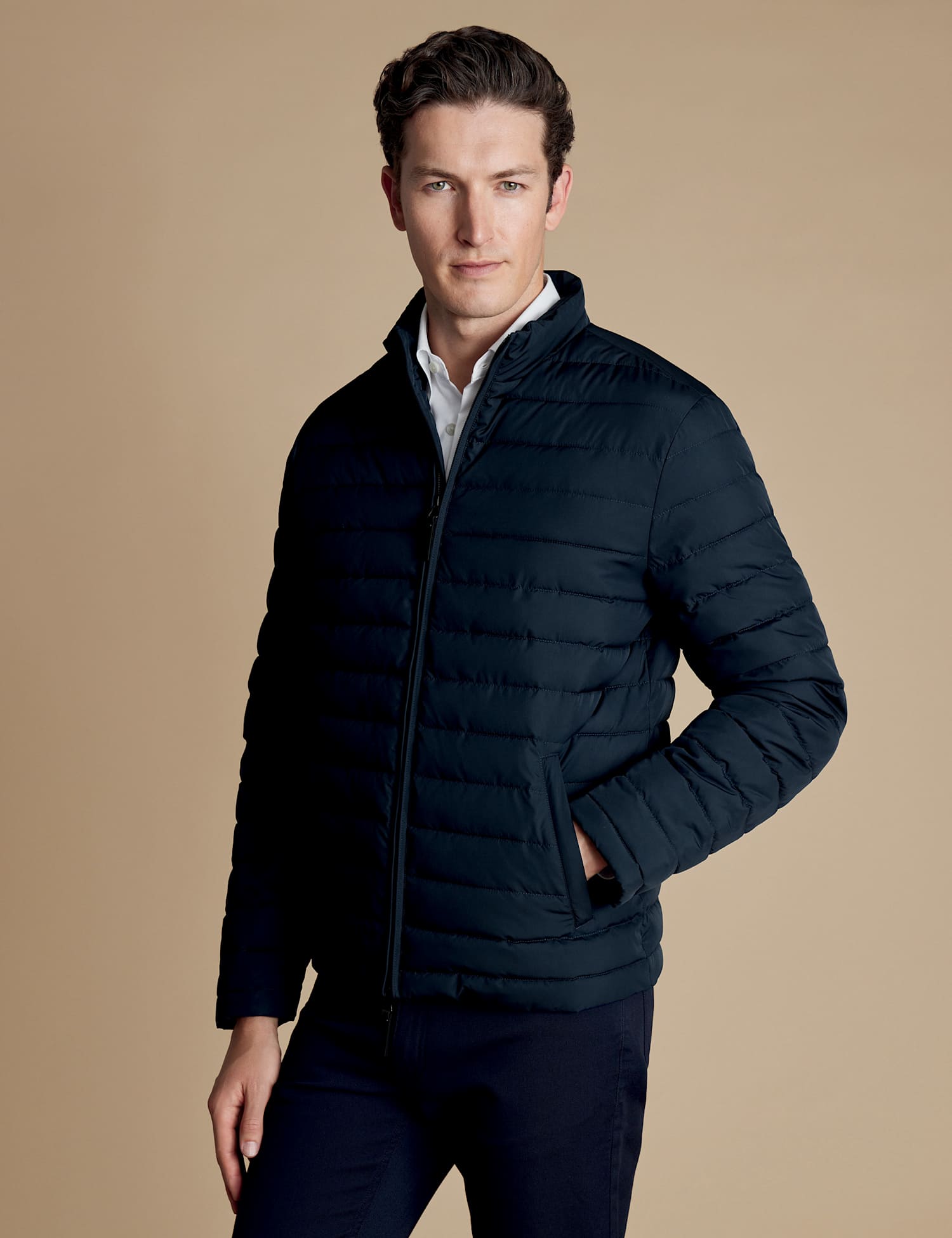 Charles Tyrwhitt Quilted Padded Lightweight Puffer Jacket Navy