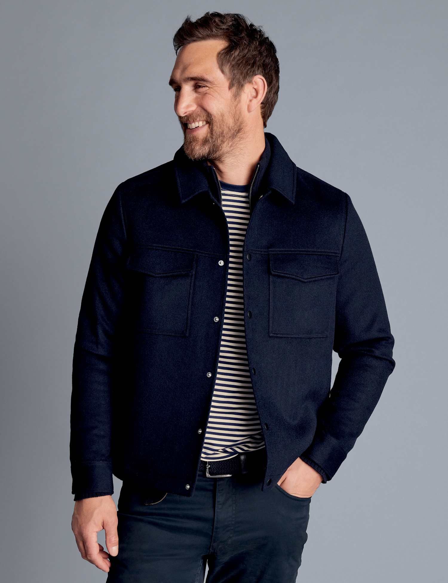 Charles Tyrwhitt Pure Wool Harrington Jacket Navy