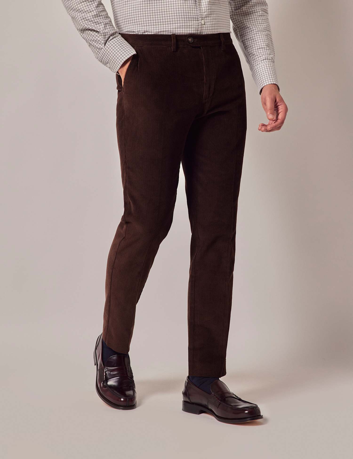 Hawes & Curtis Regular Fit Corduroy Chinos Dark Brown