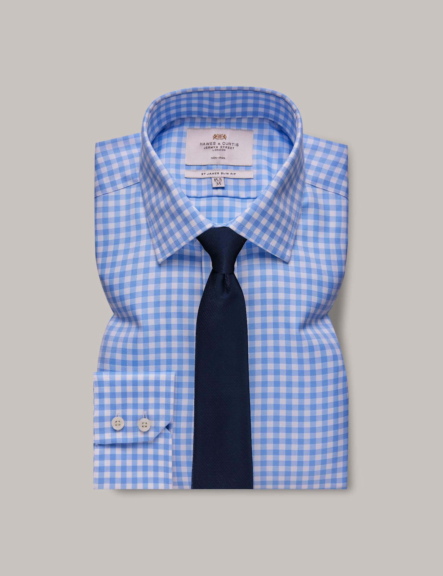 Hawes & Curtis Regular Fit Easy Iron Pure Cotton Shirt Blue Mix
