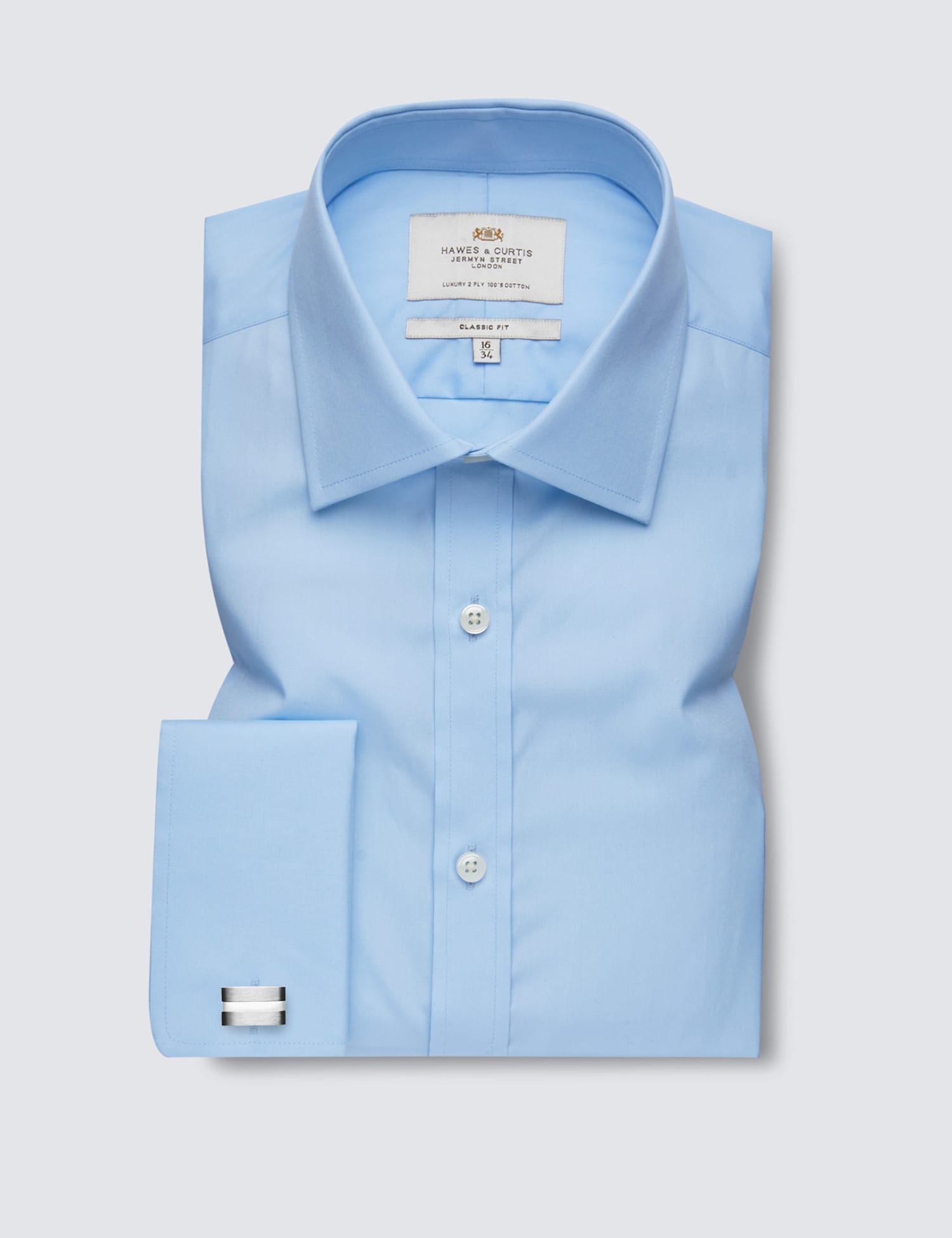 Hawes & Curtis Classic Fit Easy Iron Pure Cotton Shirt Blue