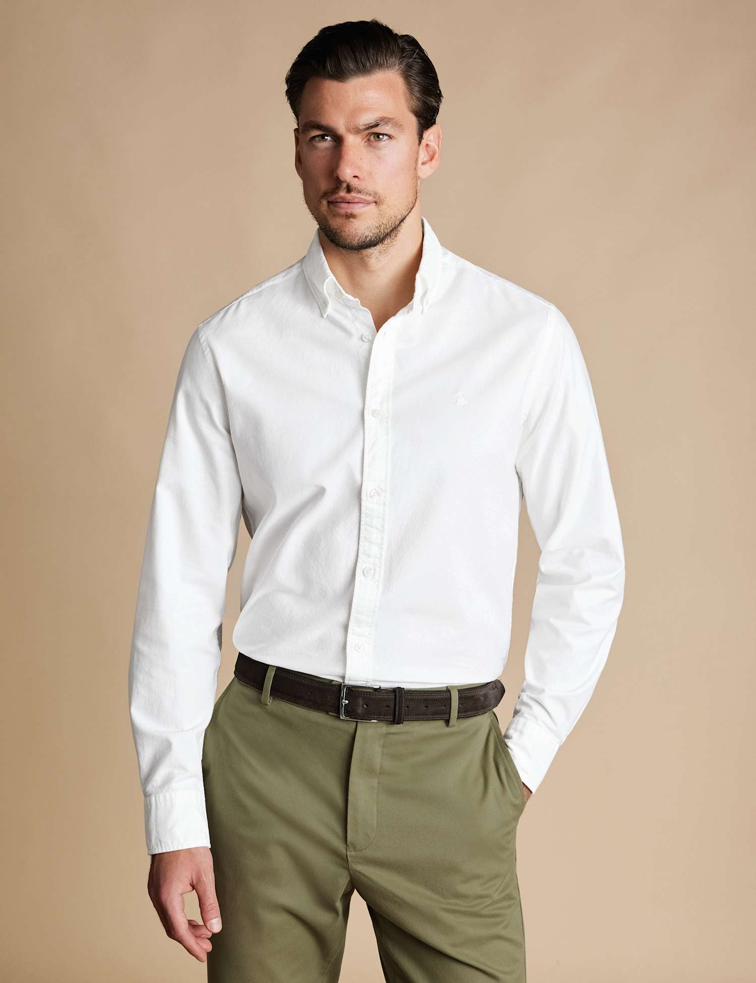 Charles Tyrwhitt Pure Cotton Stretch Oxford Shirt White