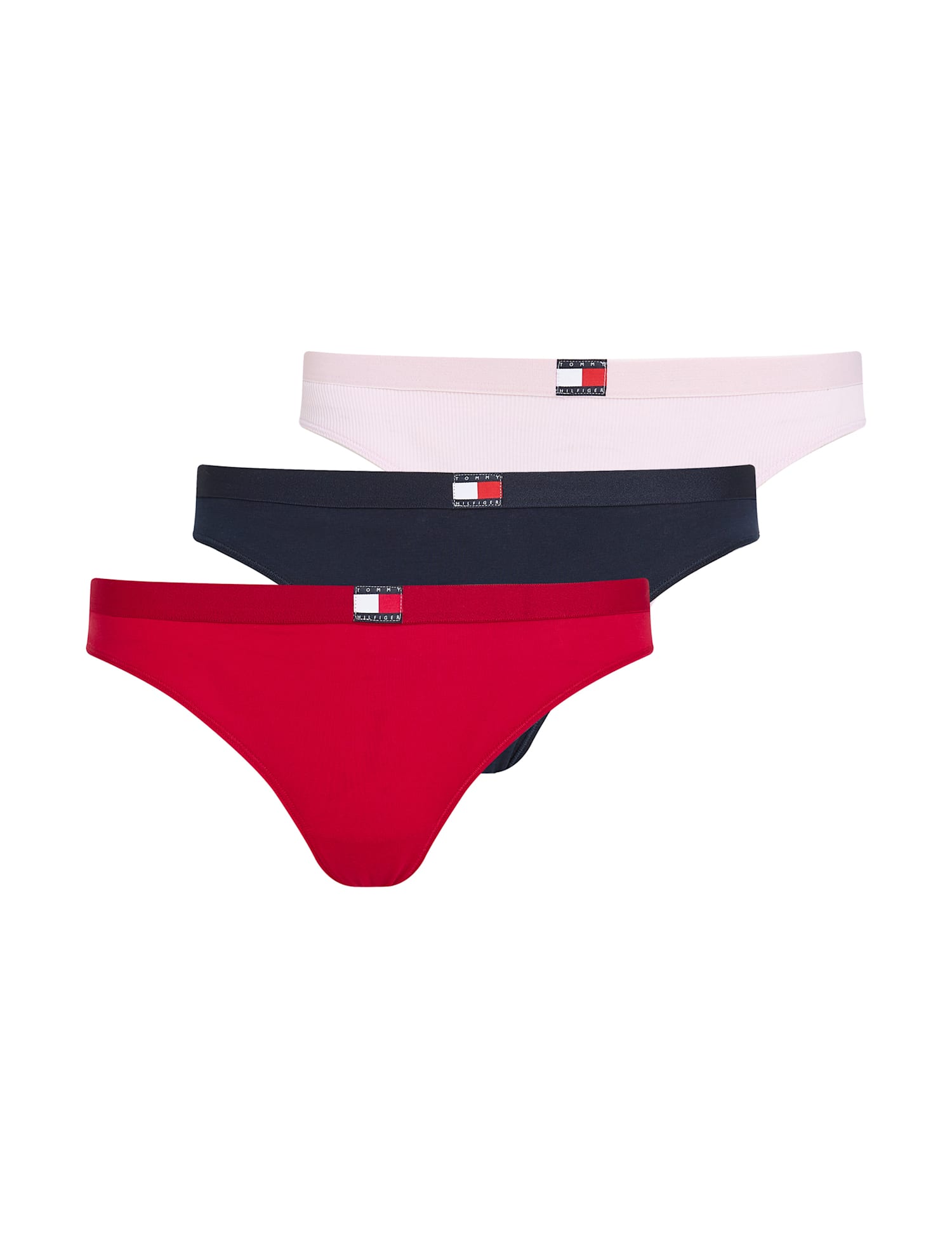 Tommy Hilfiger 3pk Heritage Flag Logo Cotton Rich Thongs Multi
