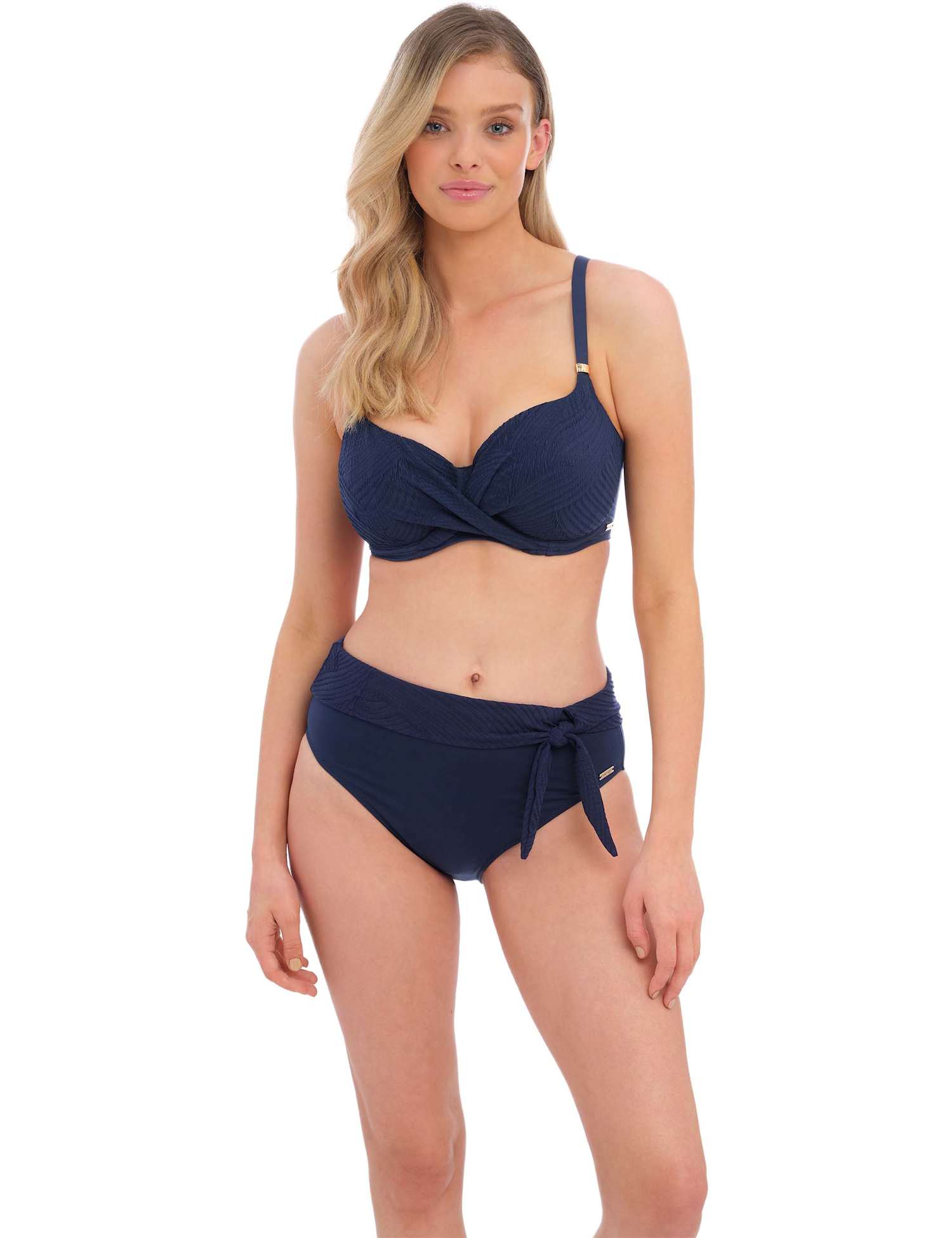 Fantasie Ottawa Textured High Waisted Bikini Bottoms Navy