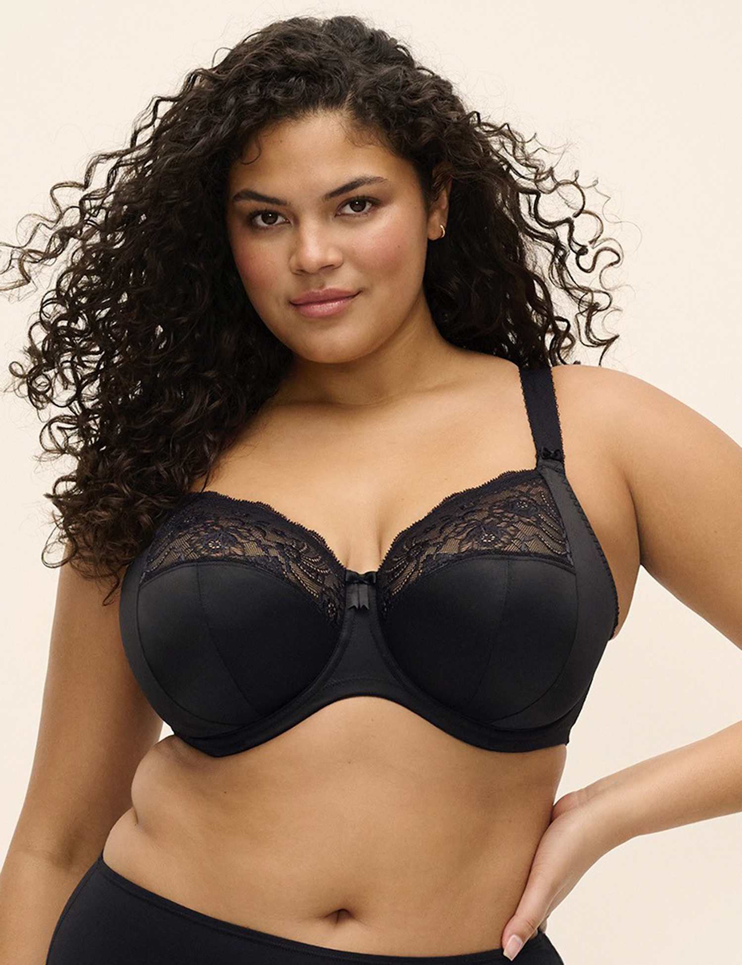 Elomi Morgan Lace Wired Side Support Bra DD-K Black