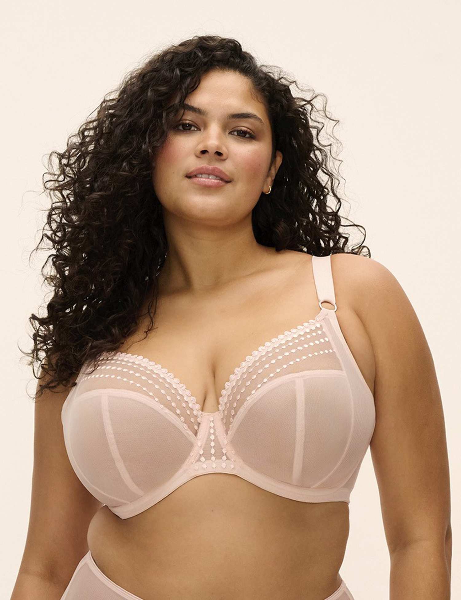 Elomi Matilda Mesh Embroidery Wired Plunge Bra DD-K Blush