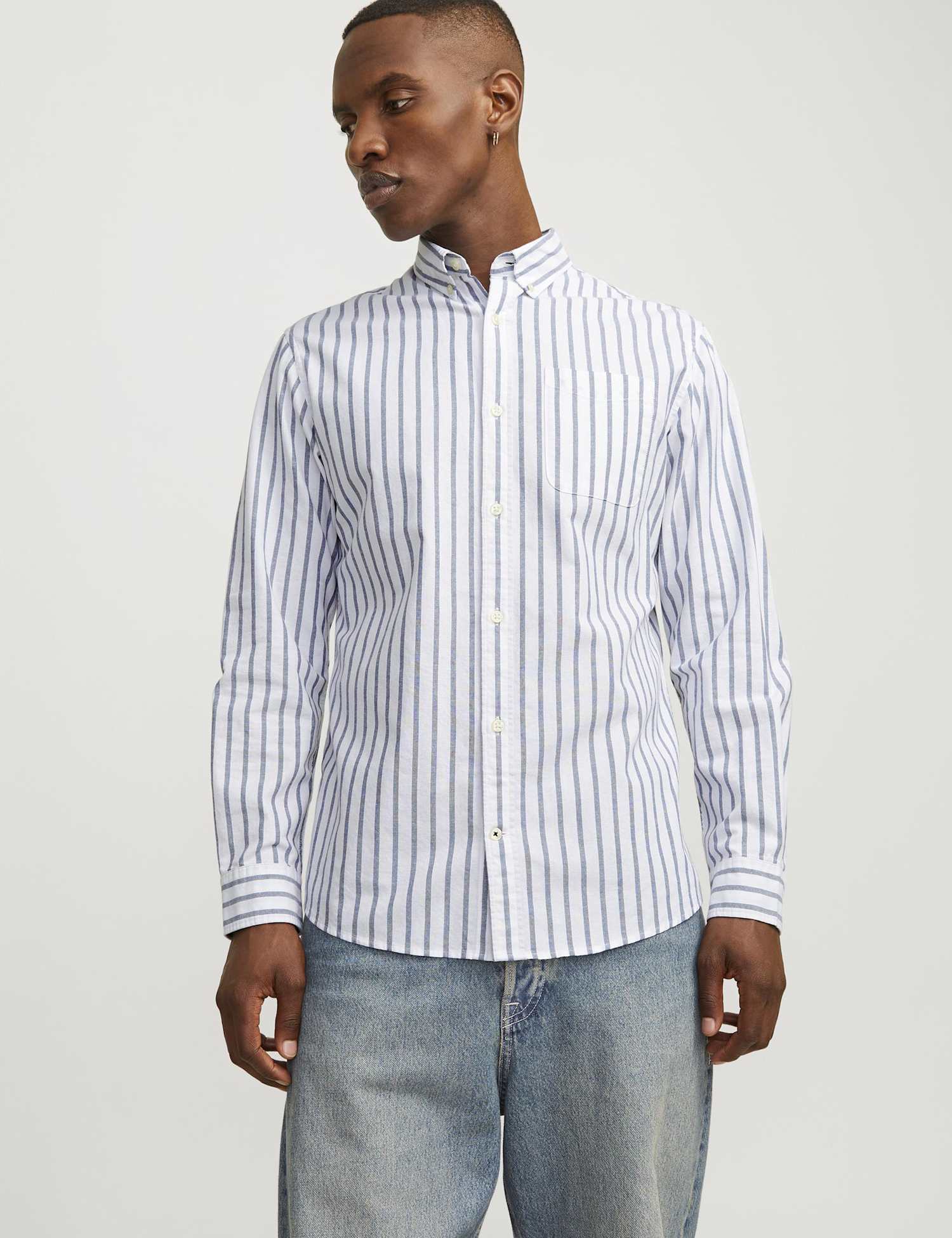 JACK & JONES Slim Fit Pure Cotton Oxford Shirt Blue Mix