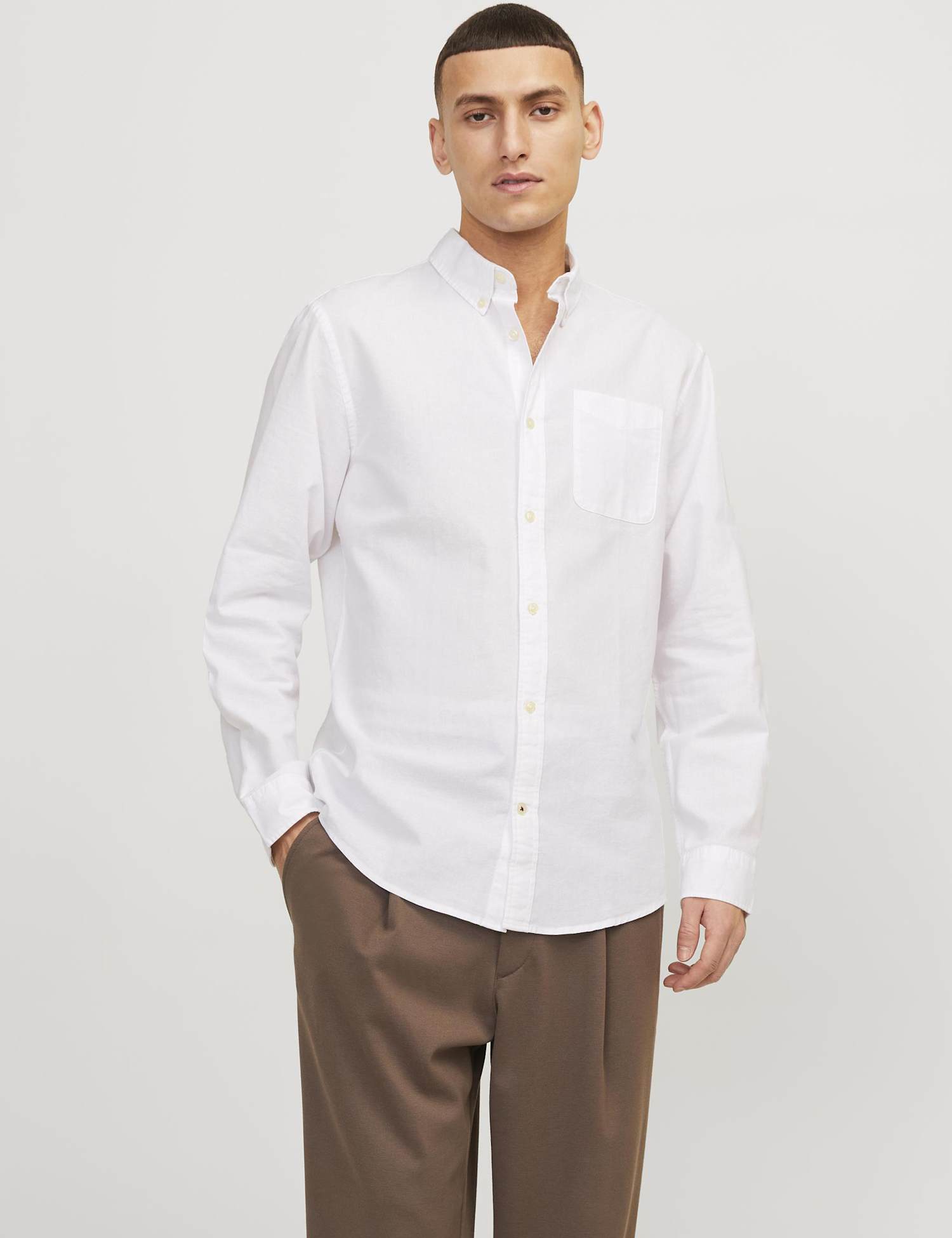JACK & JONES Slim Fit Pure Cotton Oxford Shirt White