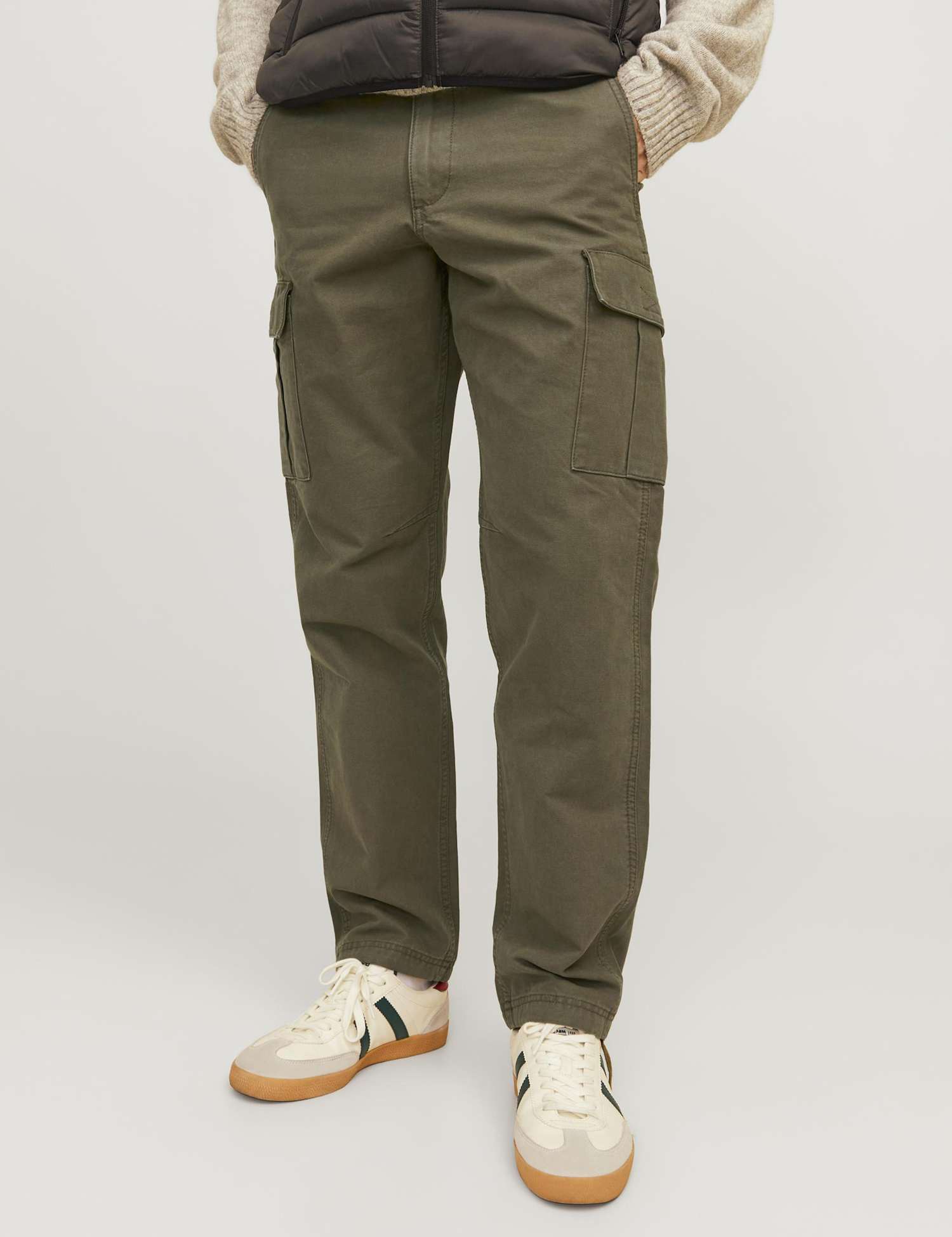 JACK & JONES Regular Fit Pure Cotton Cargo Trousers Khaki