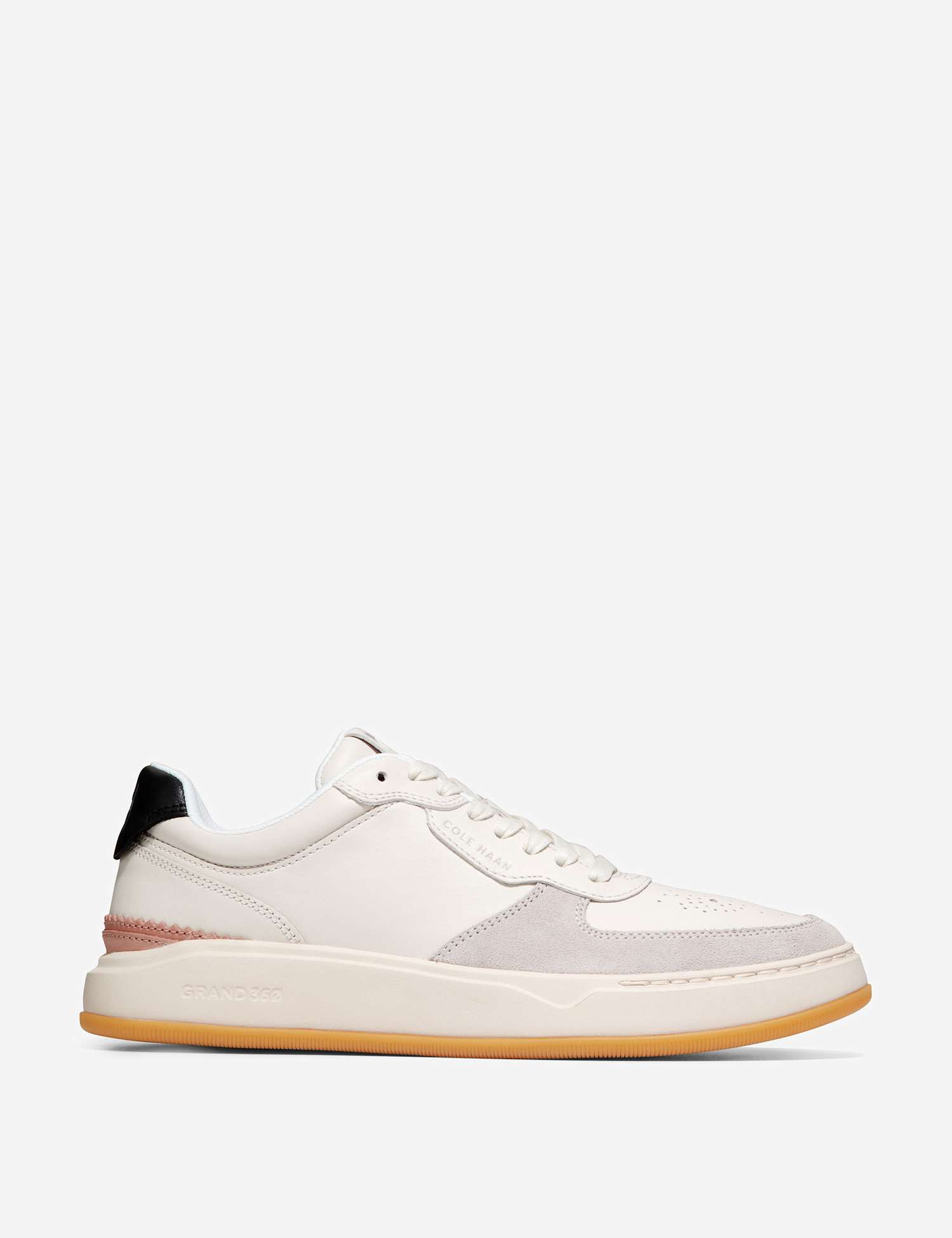 Cole Haan Grandpro Crossover Leather Lace Up Trainers Ivory Mix