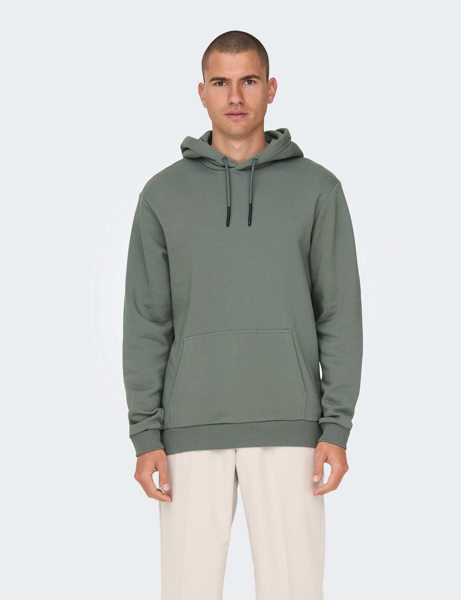 ONLY & SONS Cotton Rich Hoodie Grey