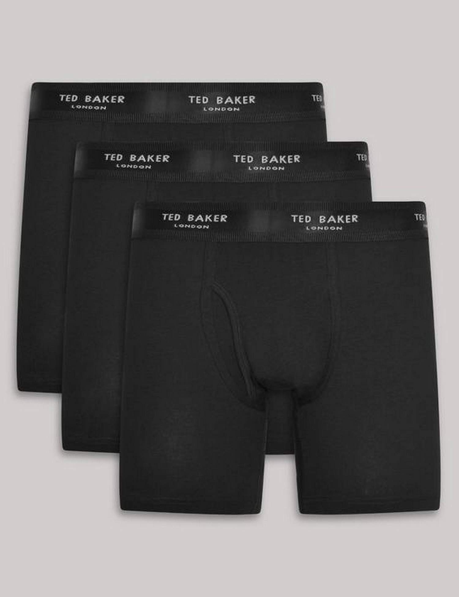 Ted Baker 3 Pack Longer Length Cotton Rich Trunks Black