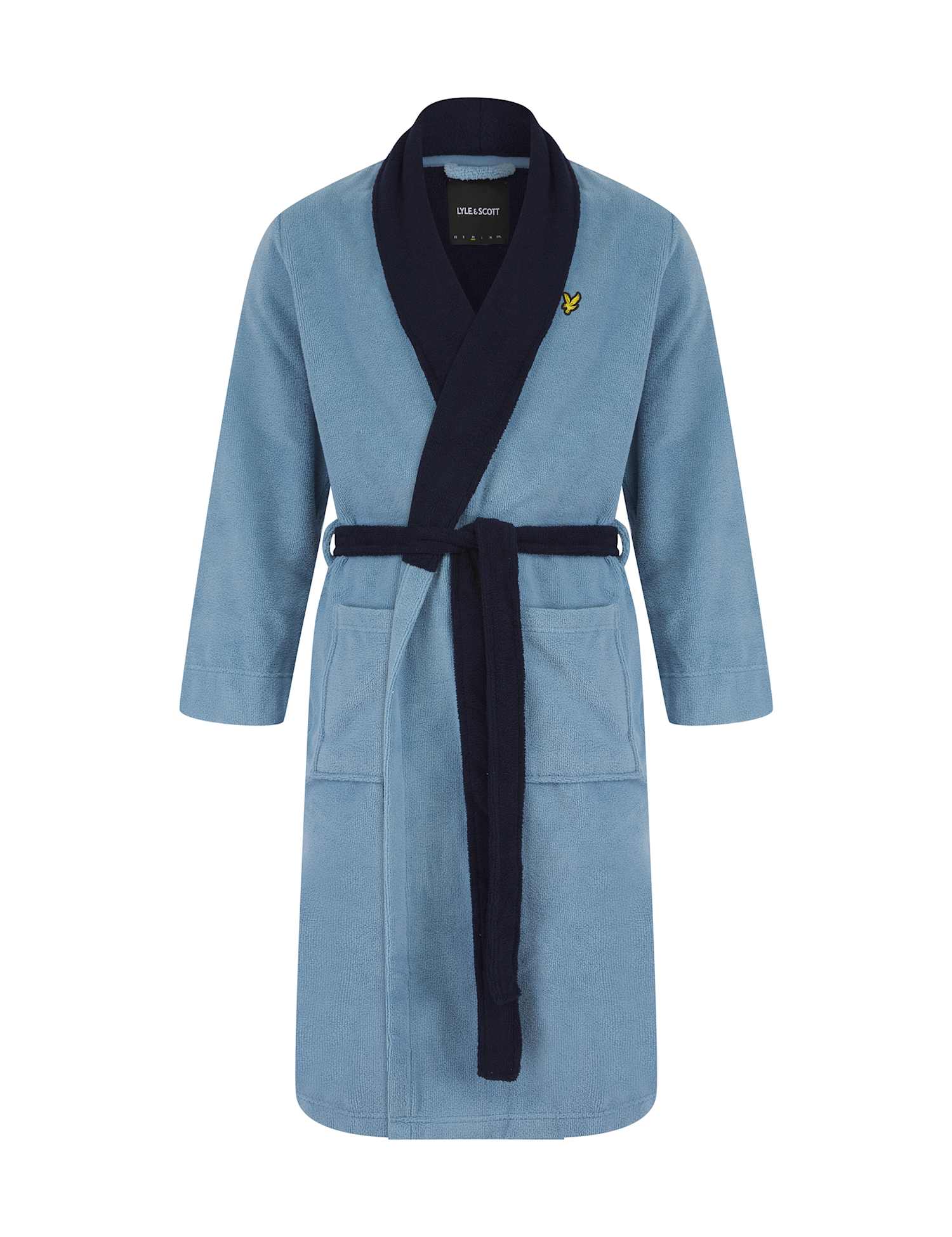 Lyle & Scott Cotton Blend Dressing Gown Blue Mix